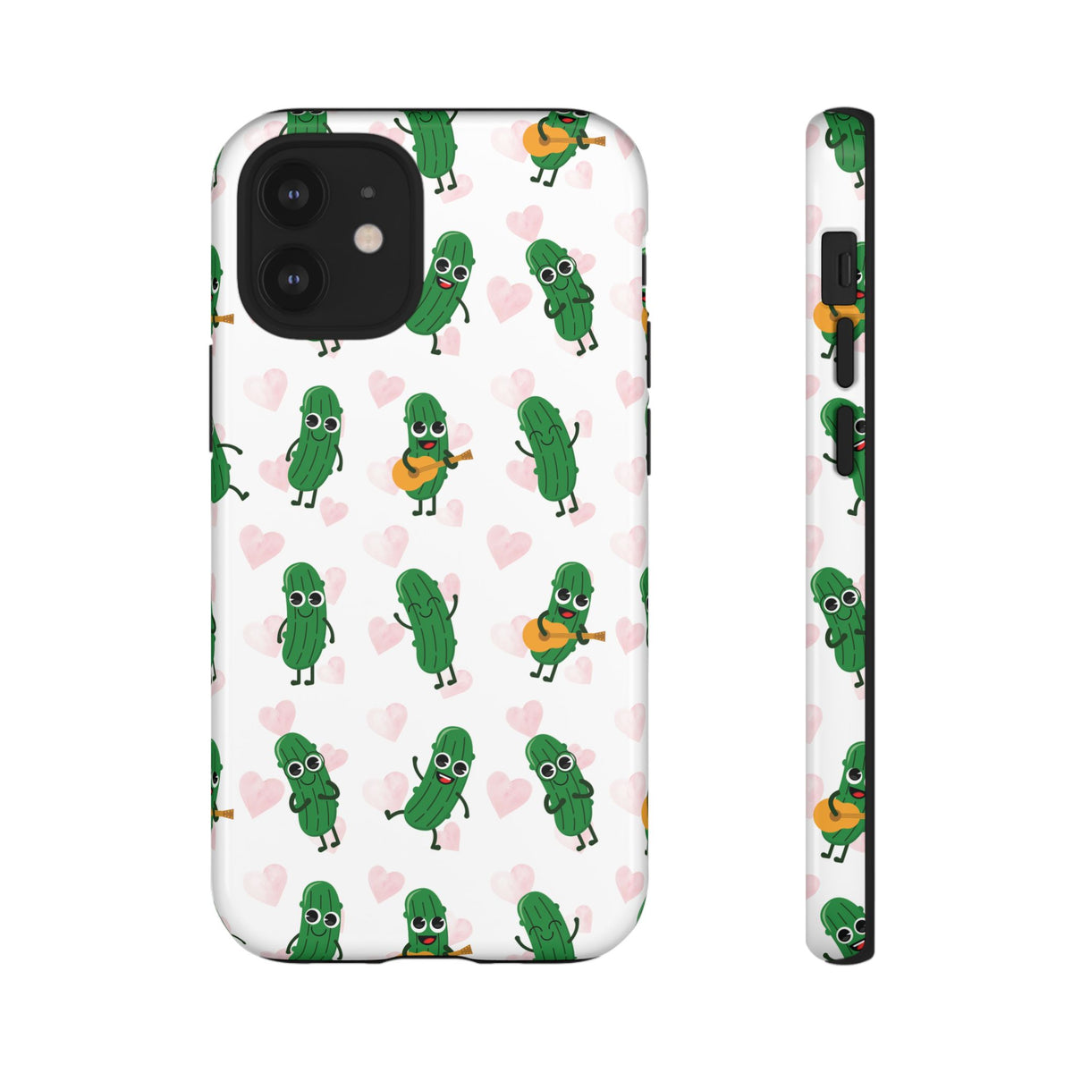 Pickle Pattern Phone Case — Cute Dancing Pickles with Hearts