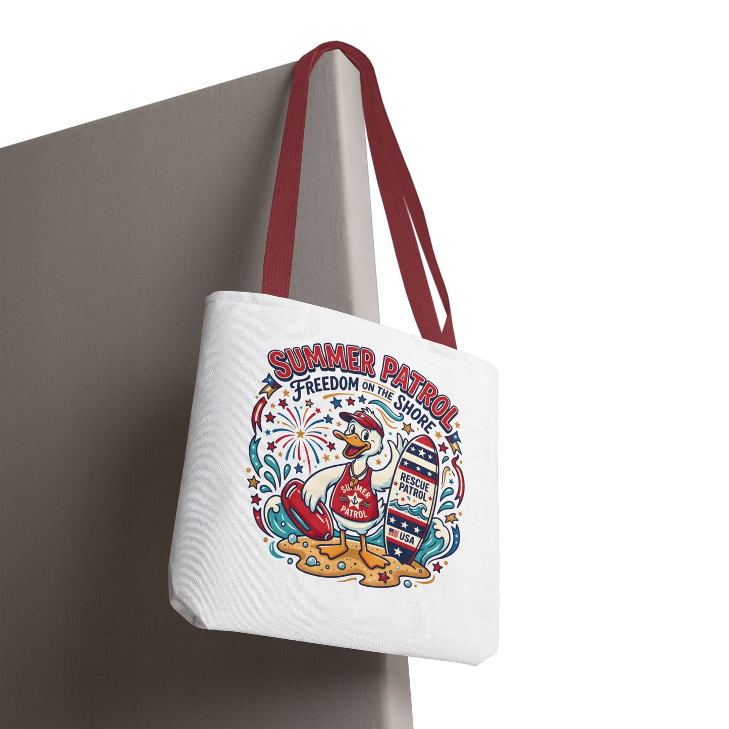 Summer Patrol Beach Tote Bag – 'Freedom on the Shore' Patriotic Design, 4th of July Gift