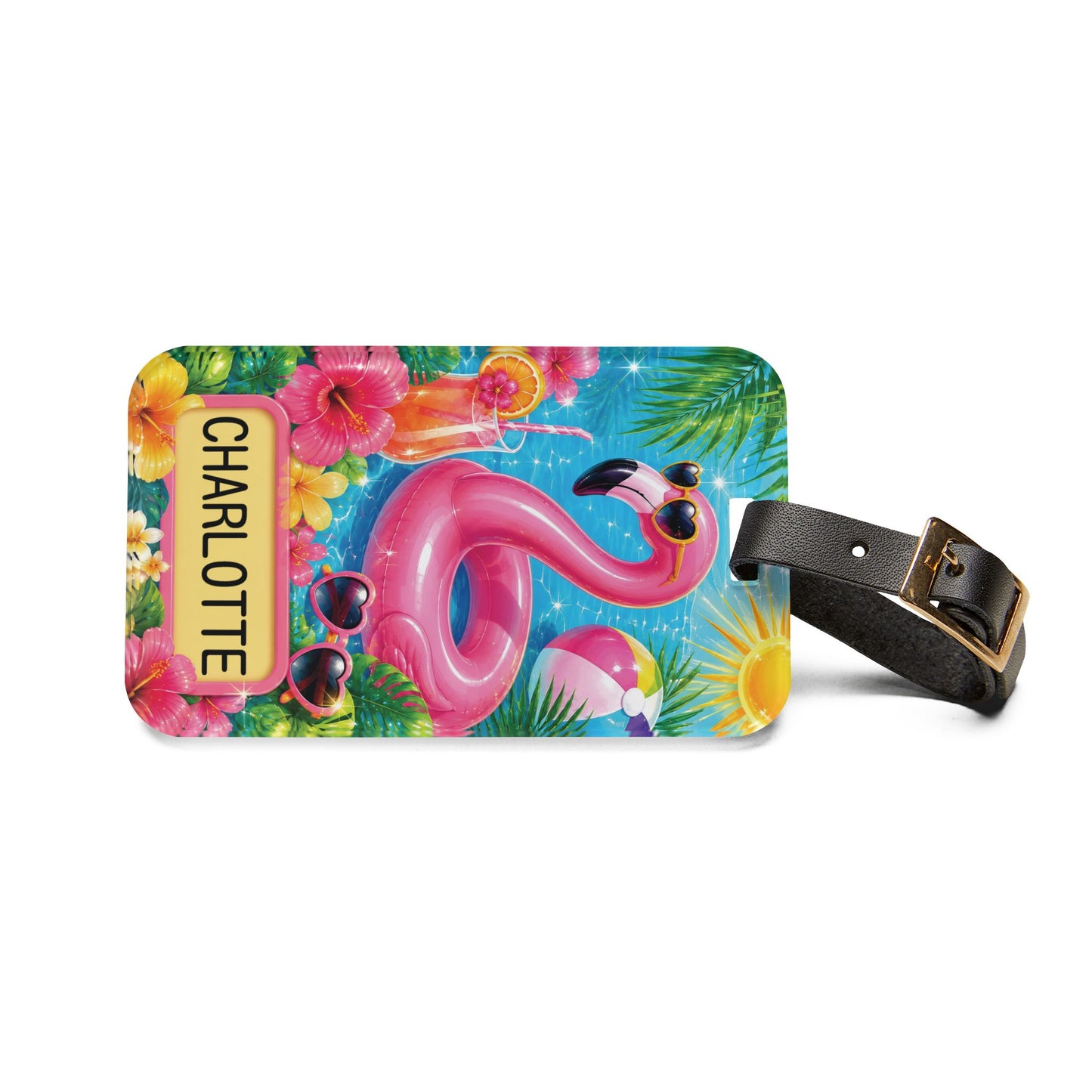 Personalized Luggage Tag — Tropical Summer Design, Custom Name ID Tag
