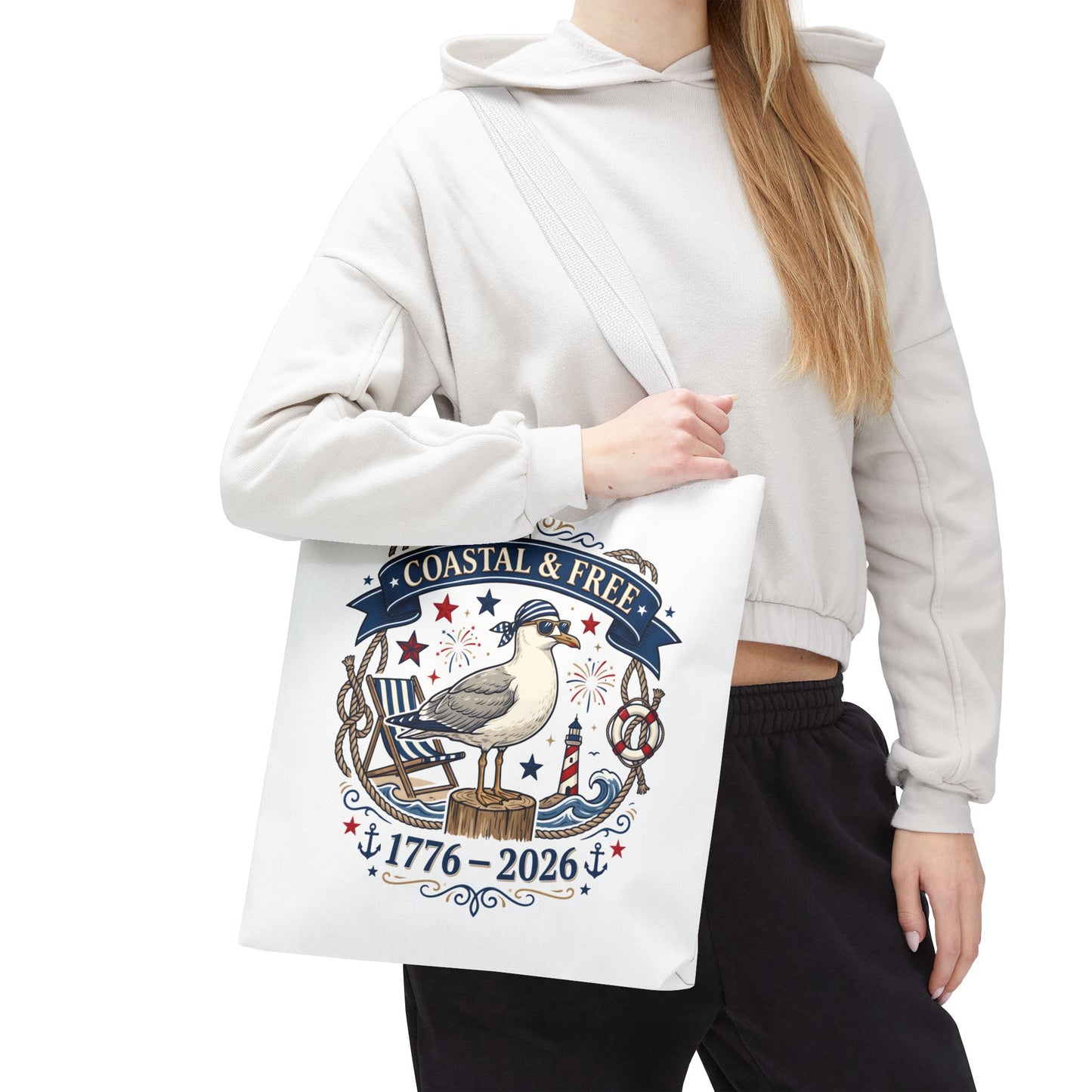 Coastal & Free Seagull Tote Bag — Patriotic 4th of July Beach Tote
