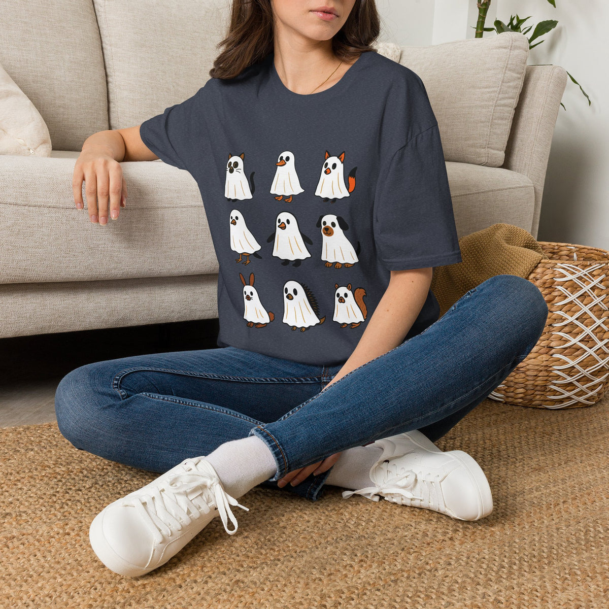 Cute Ghost Cartoon Unisex T-Shirt, Halloween Tee, Pet Lover Gift, Whimsical Shirt, Fun Casual Wear