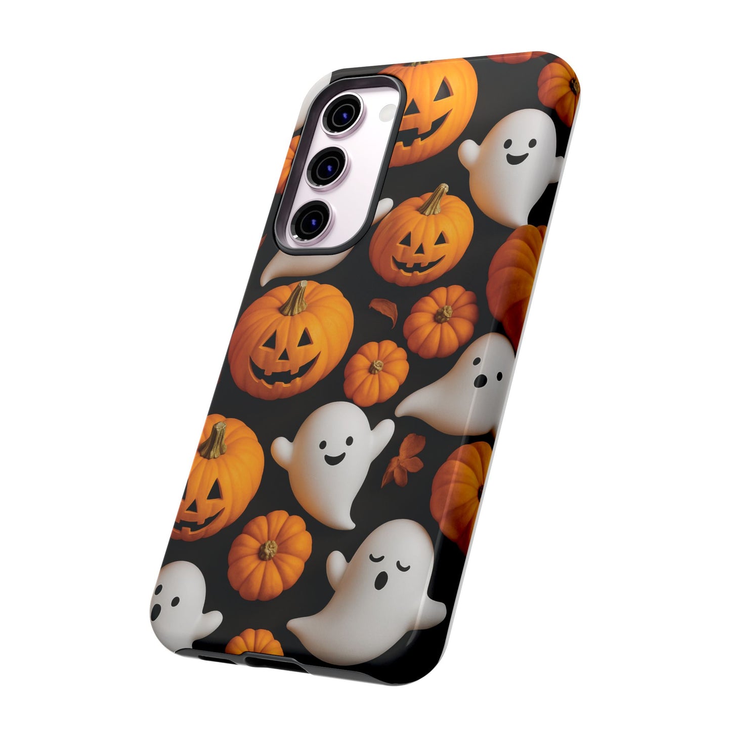Halloween Phone Case, Spooky Ghosts and Pumpkins Design