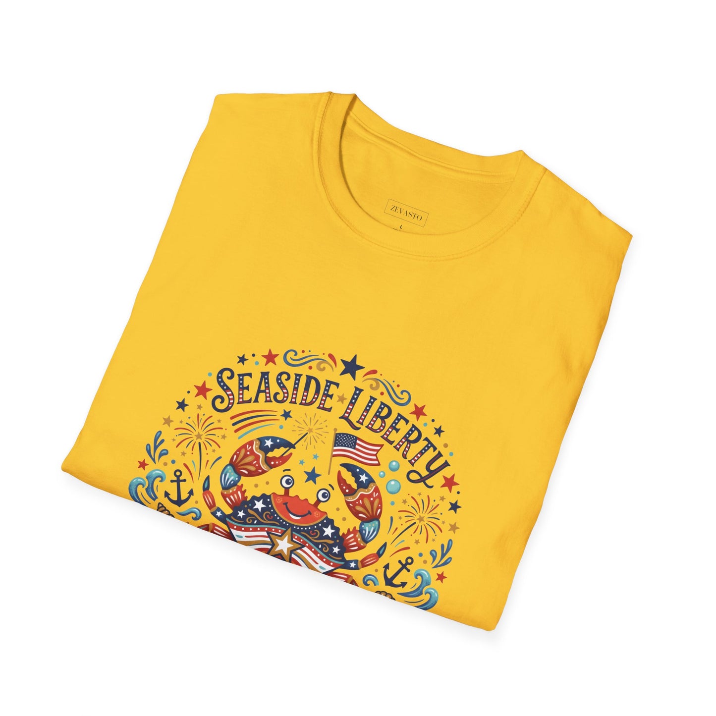 Seaside Liberty Crab T-Shirt — 4th of July Patriotic Summer Beach Tee