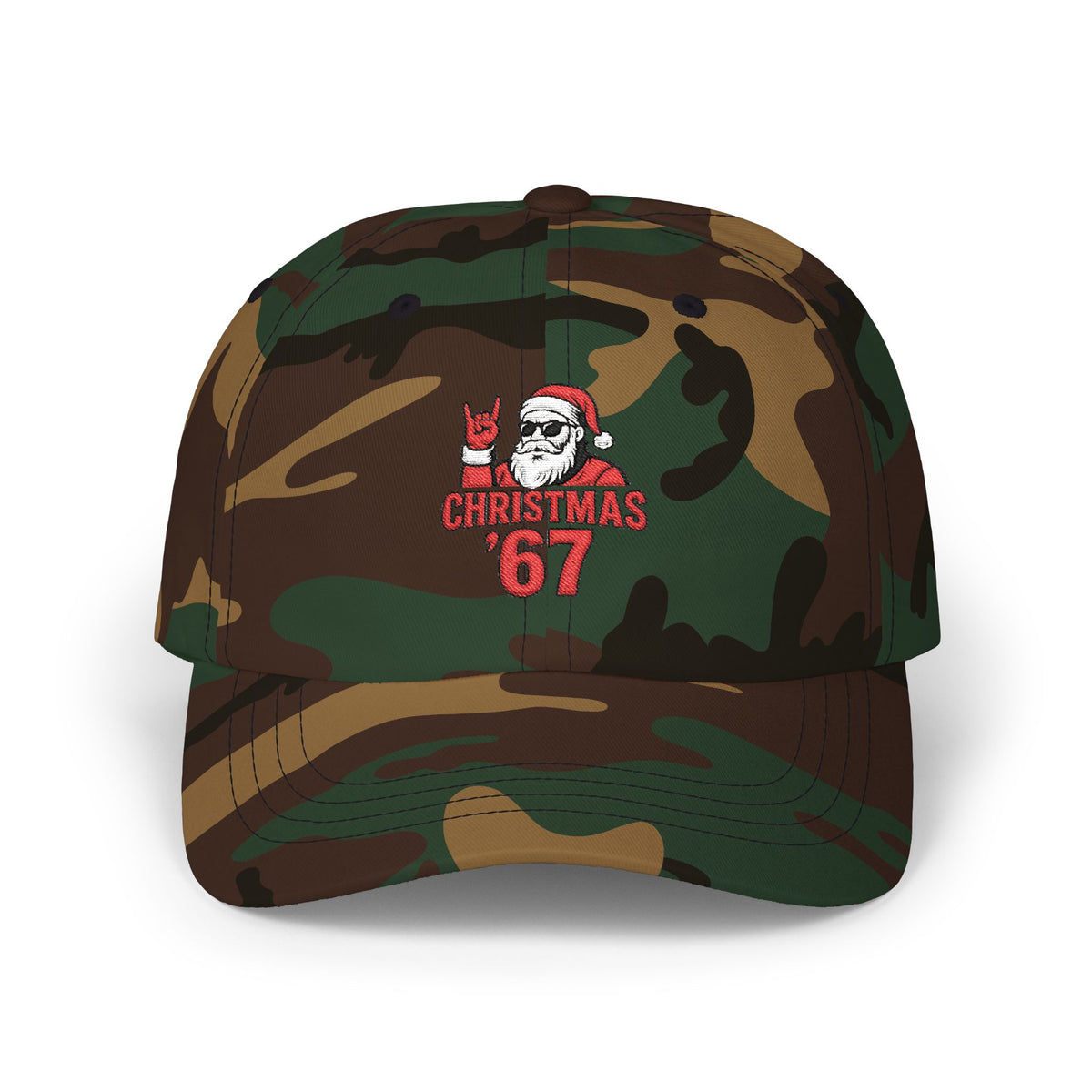 Christmas Cap — Retro Santa 'Christmas '67' Embroidered Holiday Hat