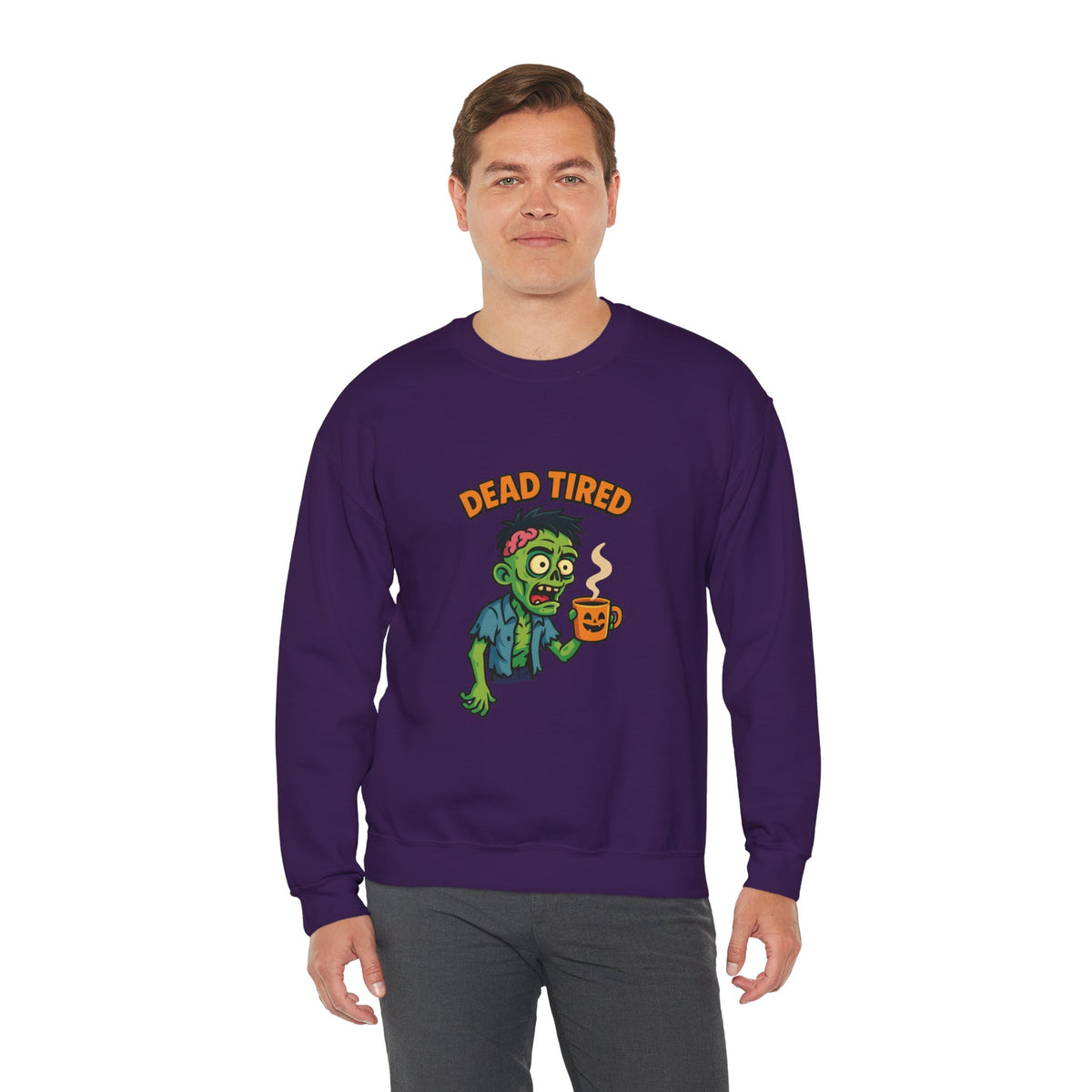 Dead Tired Zombie Sweatshirt, Funny Halloween Crewneck, Spooky Season Apparel