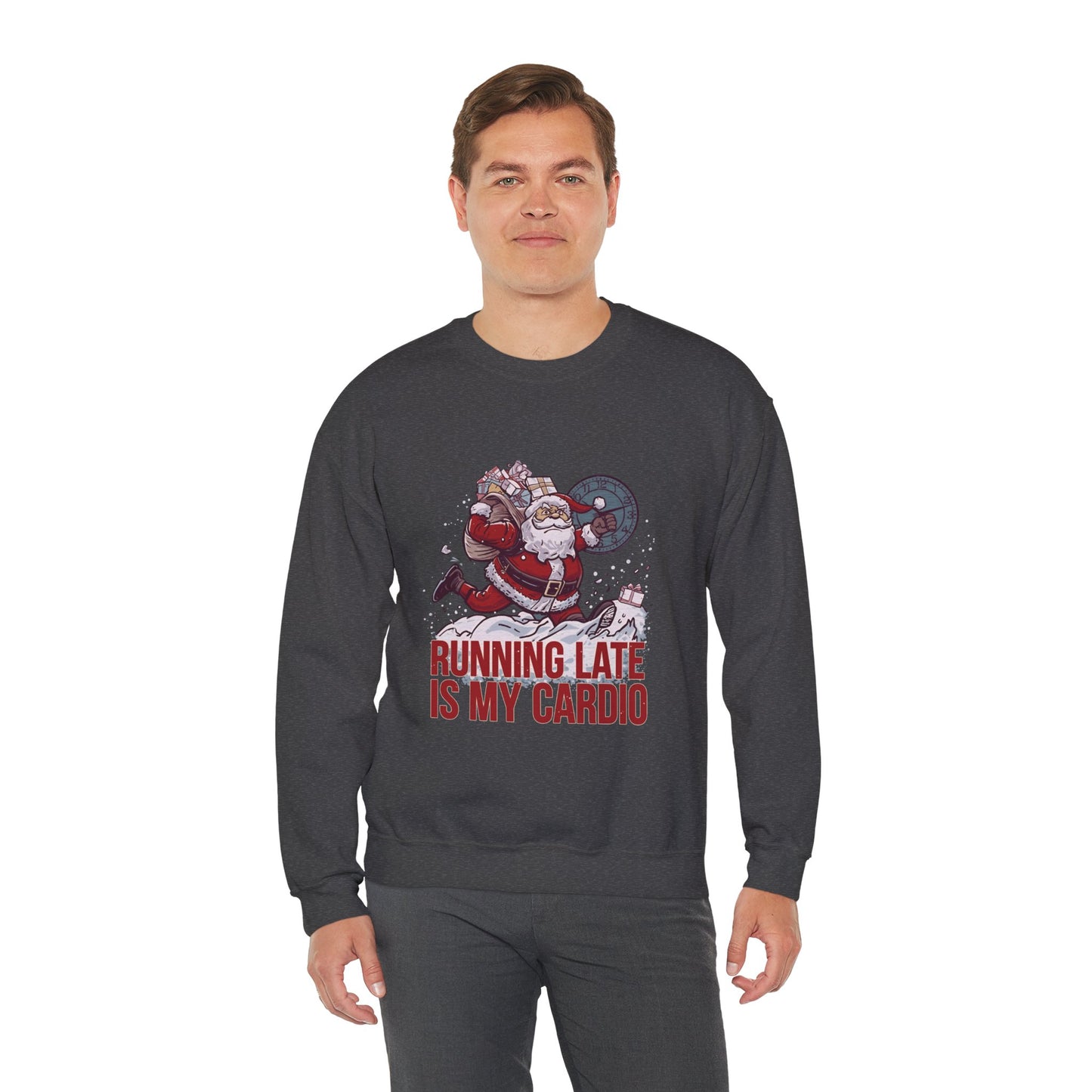 Santa Cardio Sweatshirt - Holiday Funny Gift, Christmas Apparel, Unisex Crewneck, Santa Workout