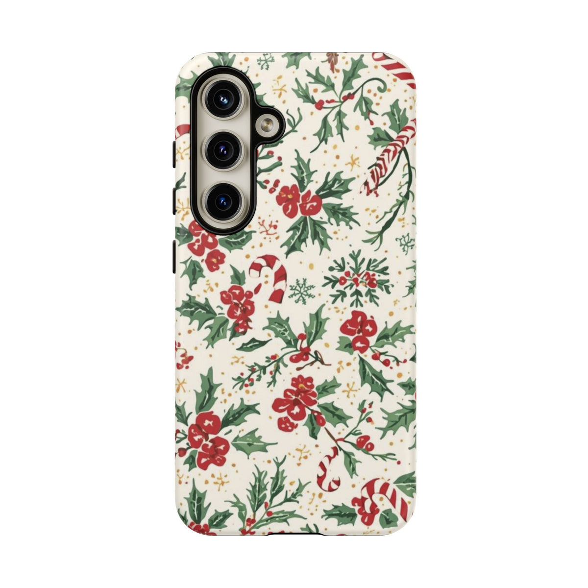 Christmas Themed Phone Case, Festive Floral Dual Layer Phone Case for Iphone & Samsung