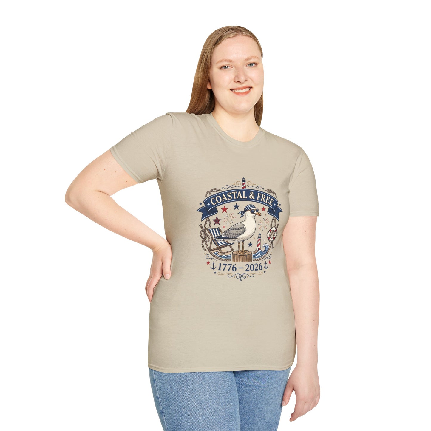 Coastal & Free Seagull T-Shirt — Patriotic 4th of July Tee