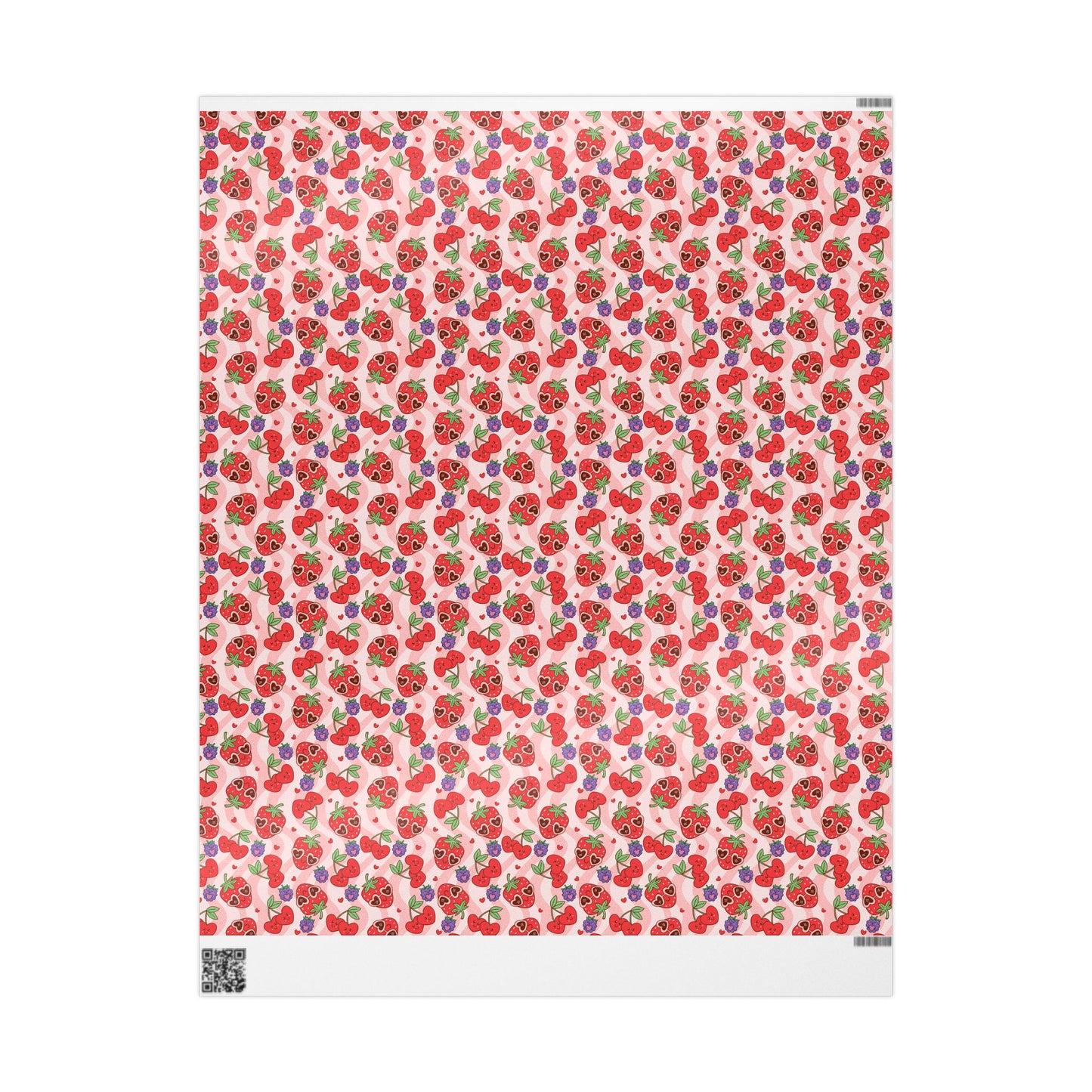 Strawberry Hearts Wrapping Paper Roll — Cute Valentine & Birthday Gift Wrap