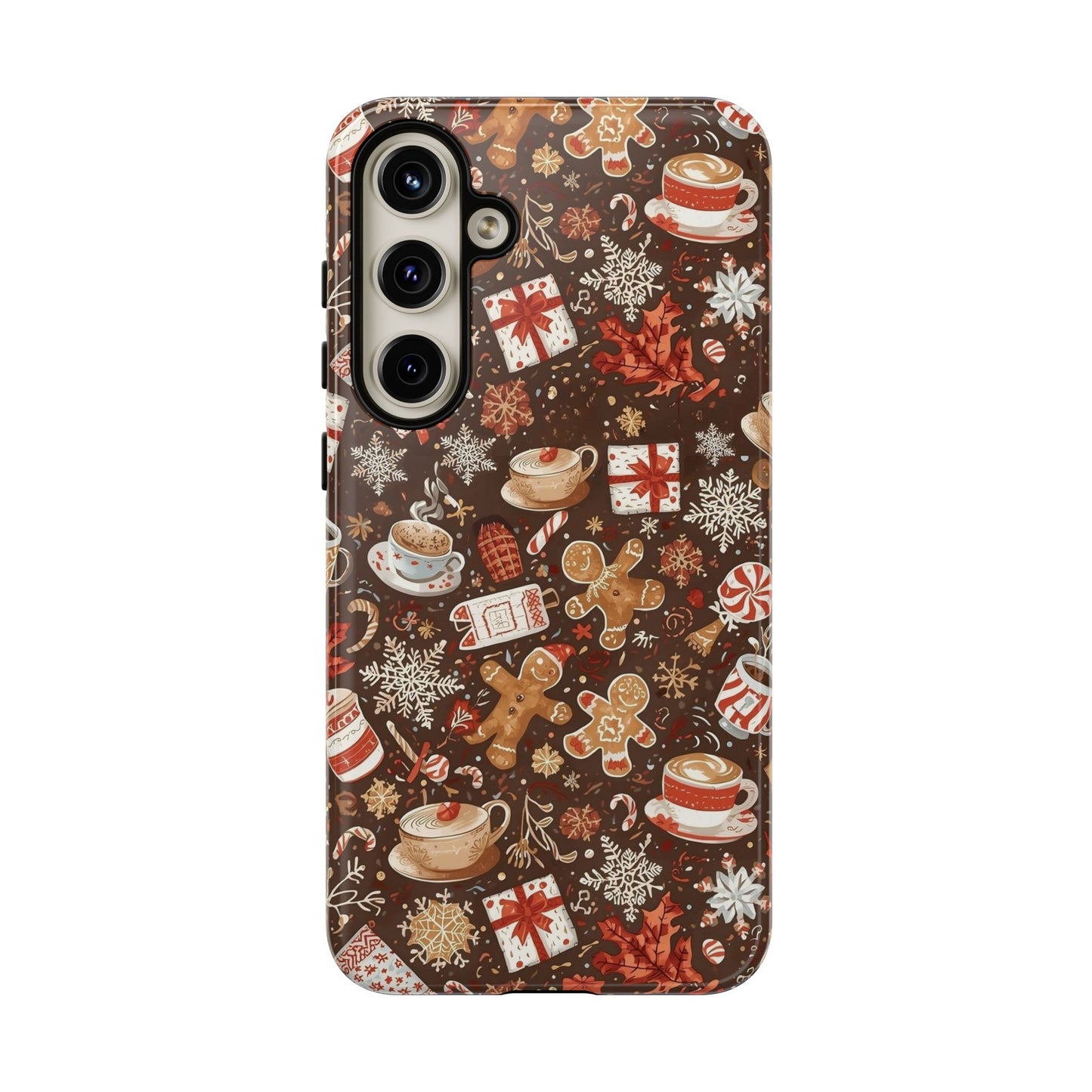 Christmas Phone Case, Festive Holiday Phone Case with Gingerbread and Cocoa Design for Iphone 17, 16, 15, 14, 13, 12, 11 & Samsung
