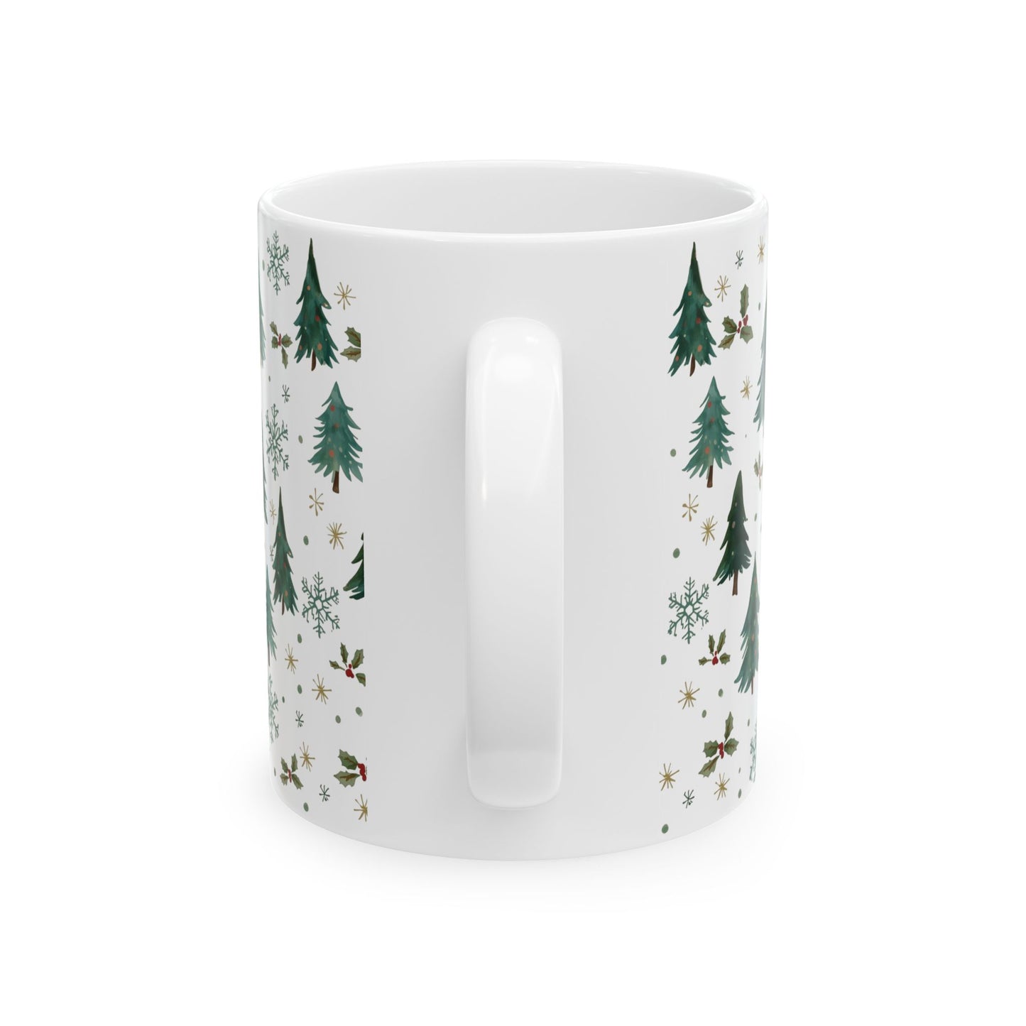 Christmas Ceramic Mug, Christmas Tree Themed Holiday Decor