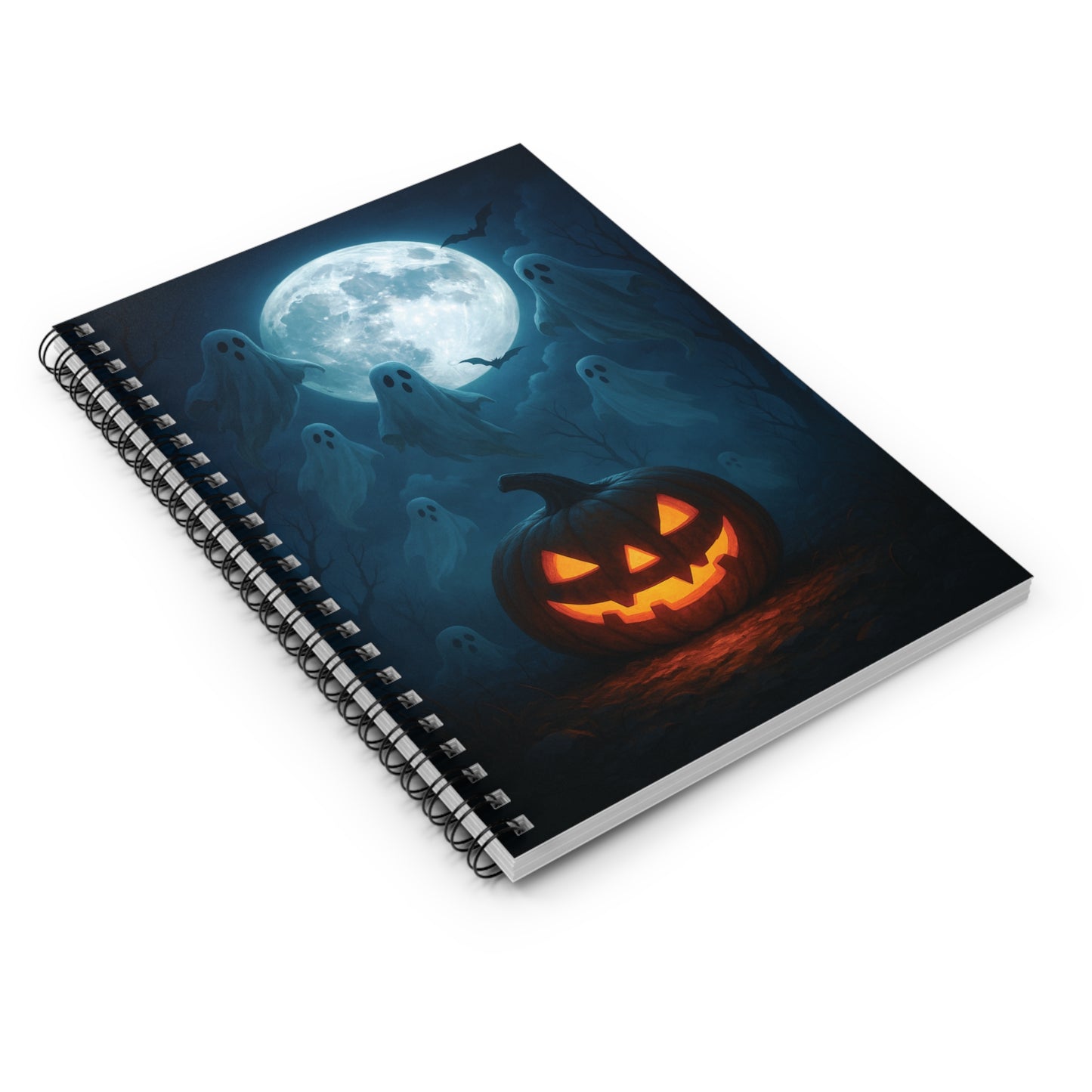 Halloween Spiral Notebook - Spooky Ghosts & Pumpkin Design, Perfect for Journaling, Back to School, Witchy Gifts, Fall Decor, Note Taking