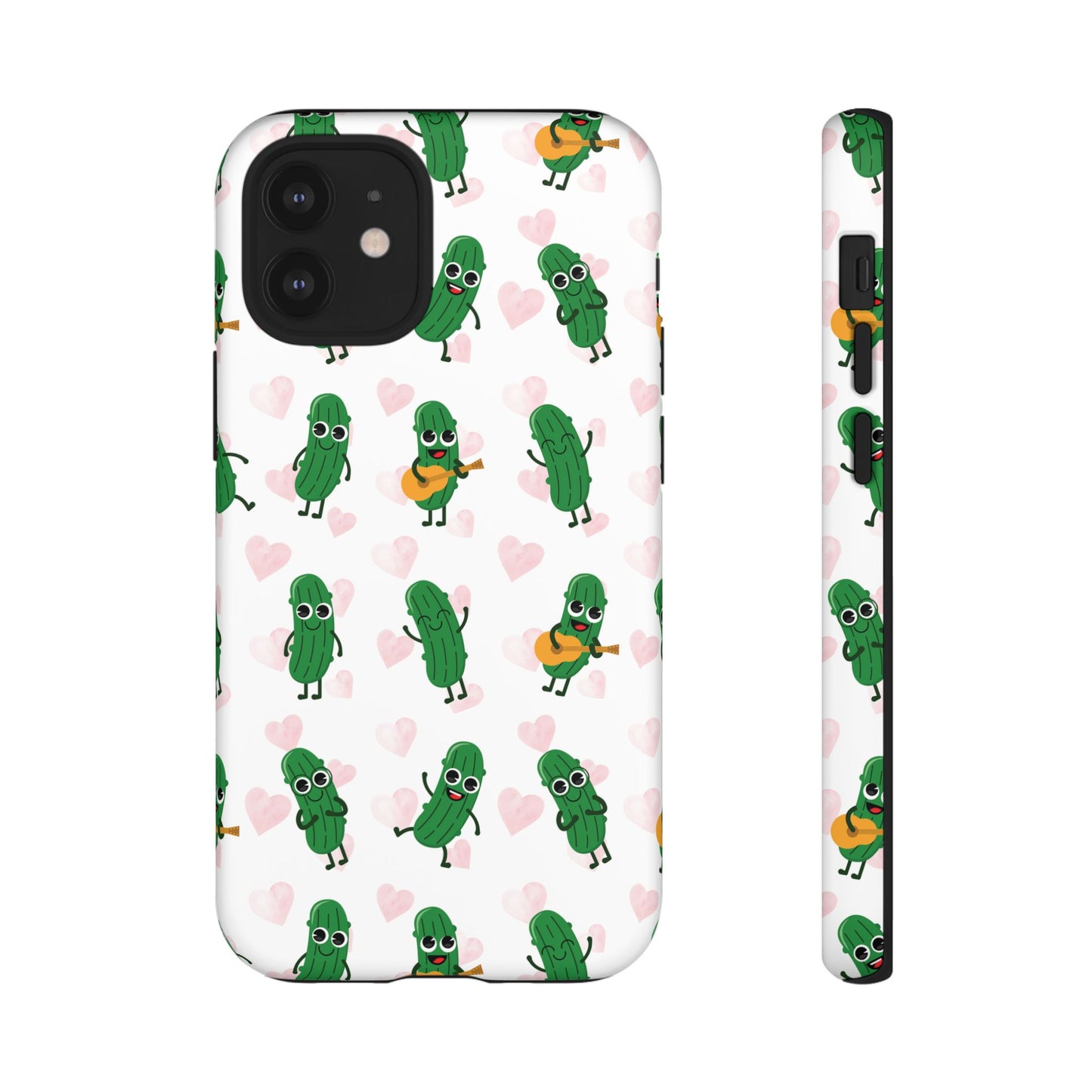 Pickle Pattern Phone Case — Cute Dancing Pickles with Hearts