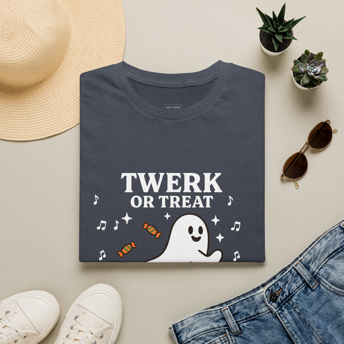 Whimsical Halloween T-Shirt for Adults, Fun Ghost Tee, Twerk or Treat Shirt, Unisex Costume Top, Spooky Celebration Apparel