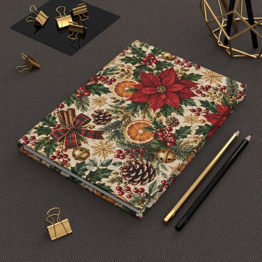 Christmas Hardcover Journal, Poinsettia Design Gift