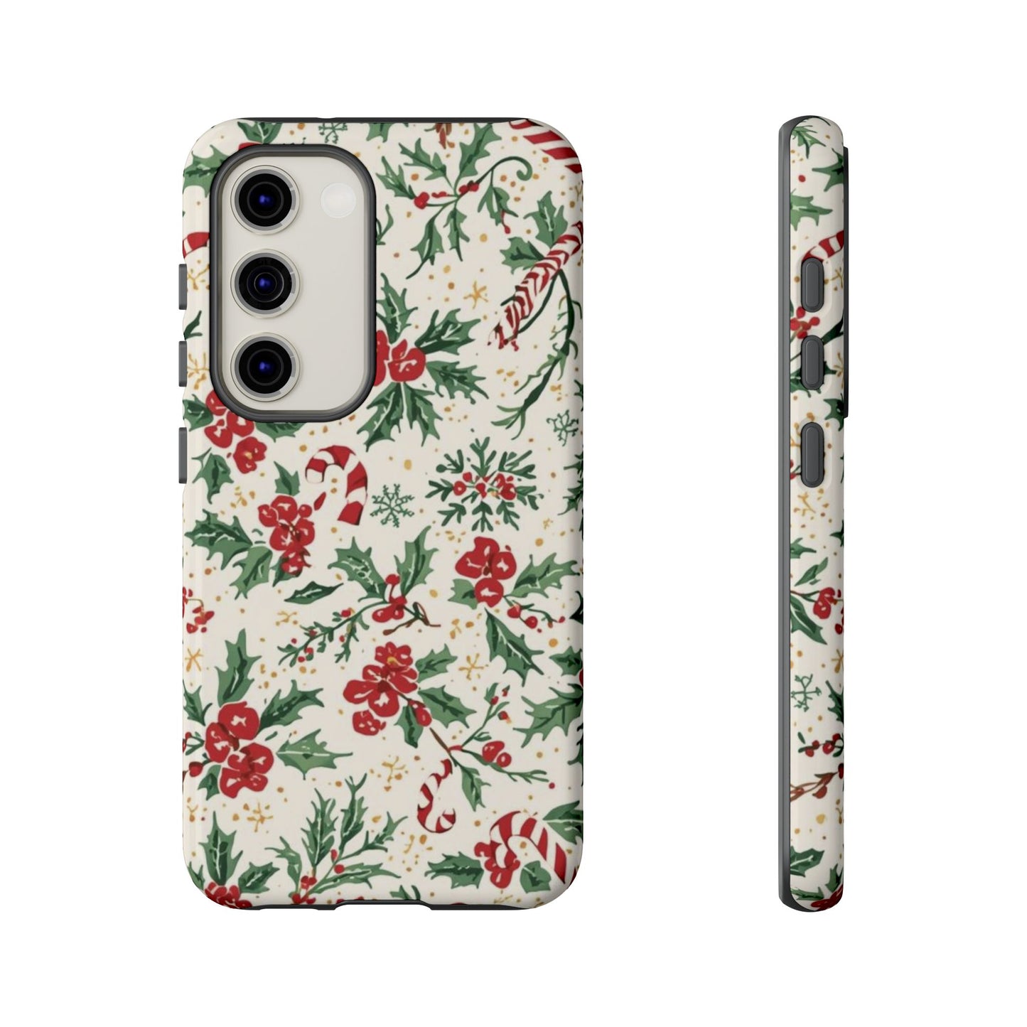Christmas Themed Phone Case, Festive Floral Dual Layer Phone Case for Iphone 17, 16, 15, 14, 13, 12, 11 & Samsung