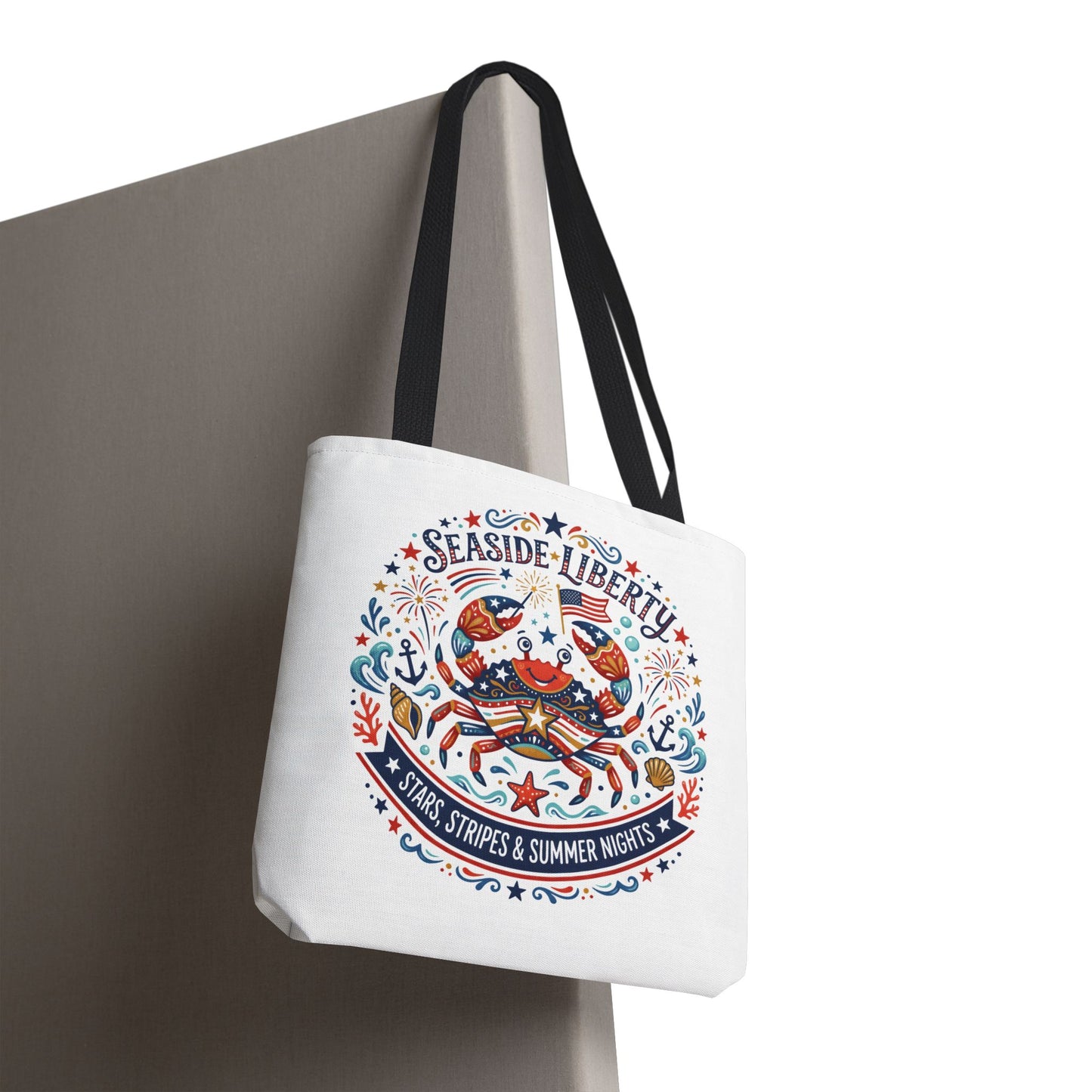 Seaside Liberty Tote Bag — 4th of July, Patriotic Bag "Stars, Stripes & Summer Nights"