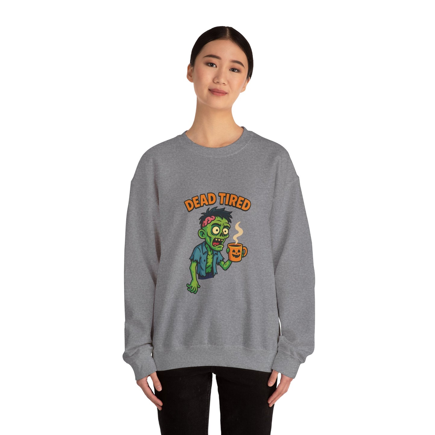 Dead Tired Zombie Sweatshirt, Funny Halloween Crewneck, Spooky Season Apparel