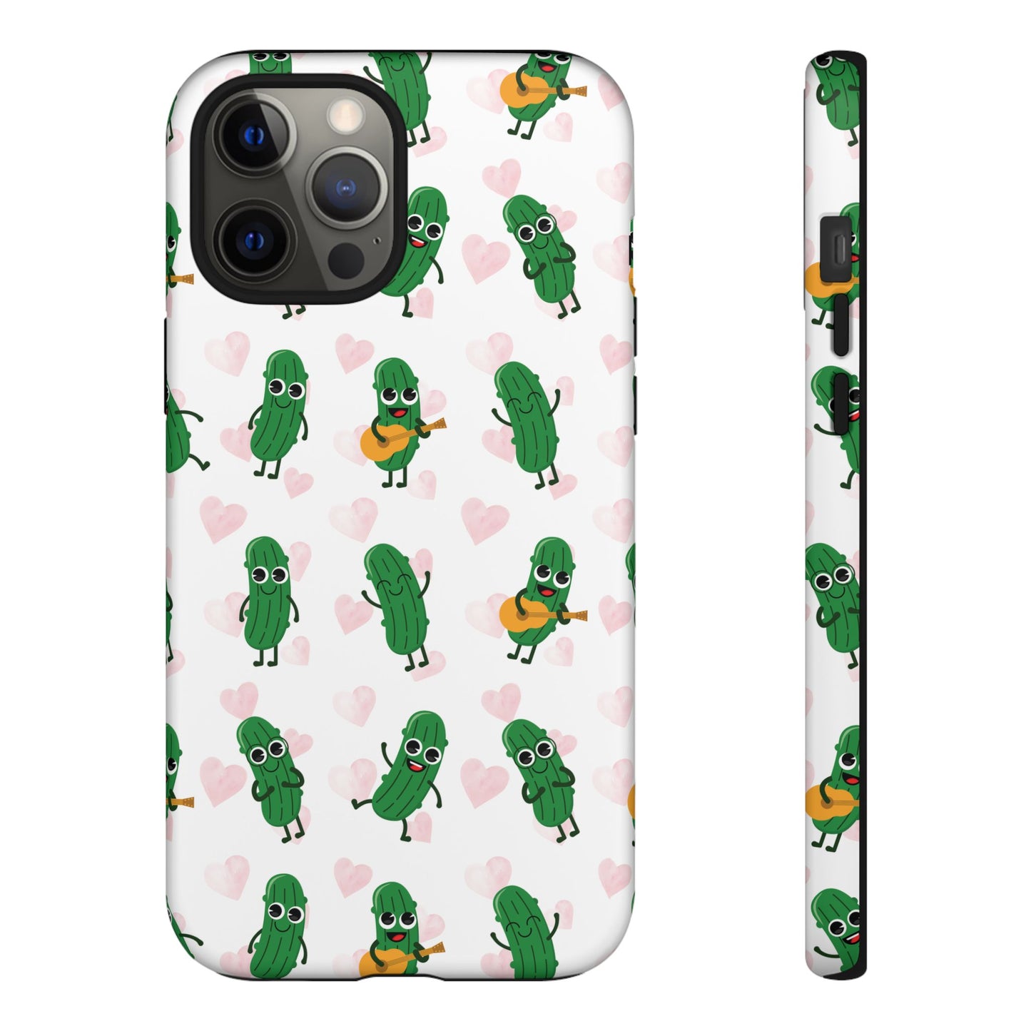 Pickle Pattern Phone Case — Cute Dancing Pickles with Hearts