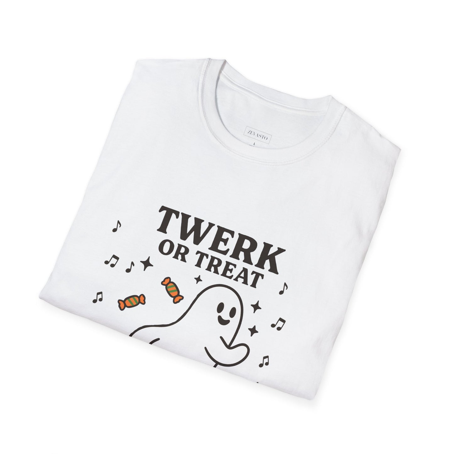 Whimsical Halloween T-Shirt for Adults, Fun Ghost Tee, Twerk or Treat Shirt, Unisex Costume Top, Spooky Celebration Apparel