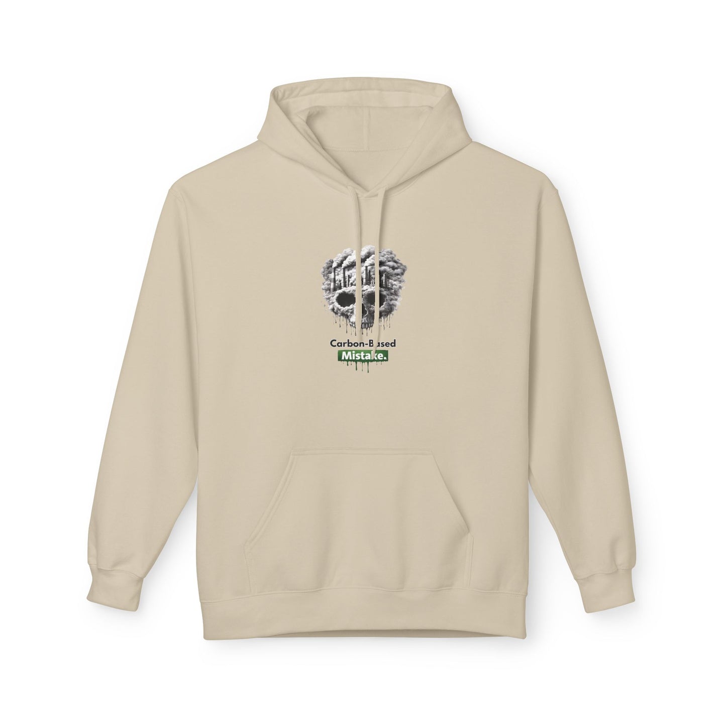 Unisex Hoodie — “Carbon-Based Mistake” Graphic Pullover, Gift for Earth Day, Sarcastic Hoodie