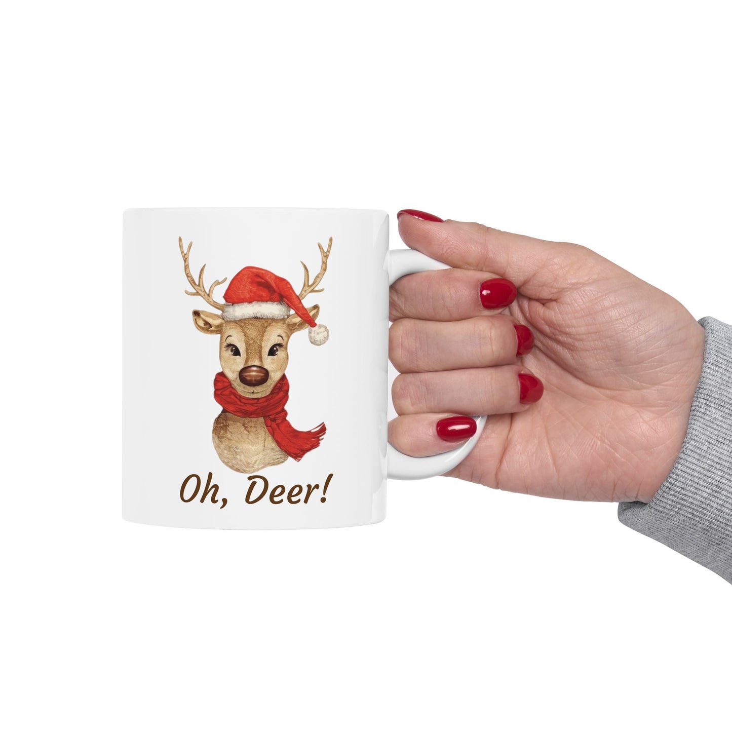 Festive Reindeer Ceramic Mug - Perfect Holiday Coffee Cup, Christmas Mug