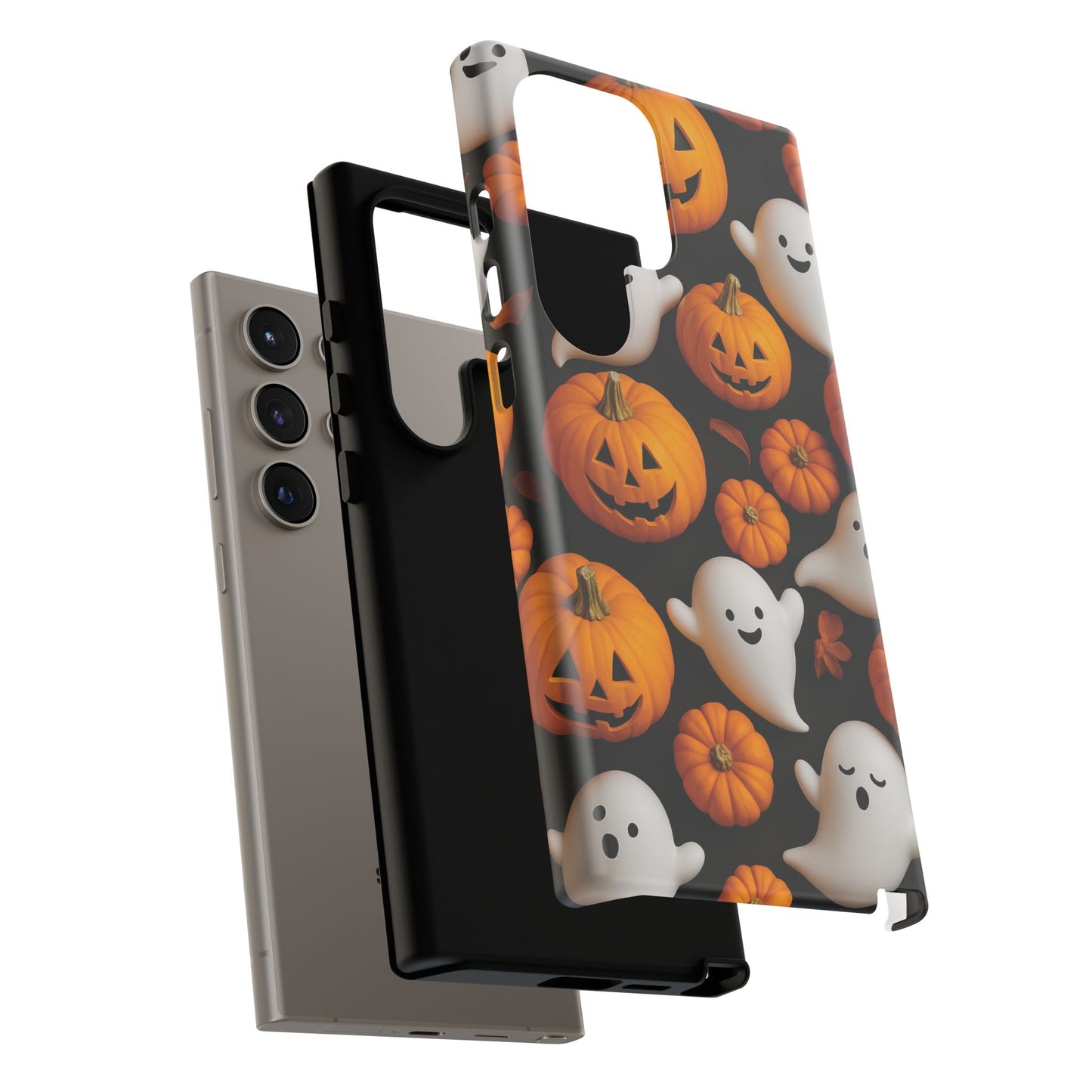 Halloween Phone Case, Spooky Ghosts and Pumpkins Design