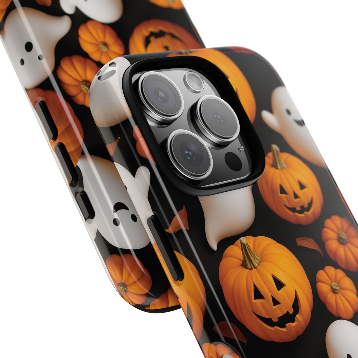 Halloween Phone Case, Spooky Ghosts and Pumpkins Design