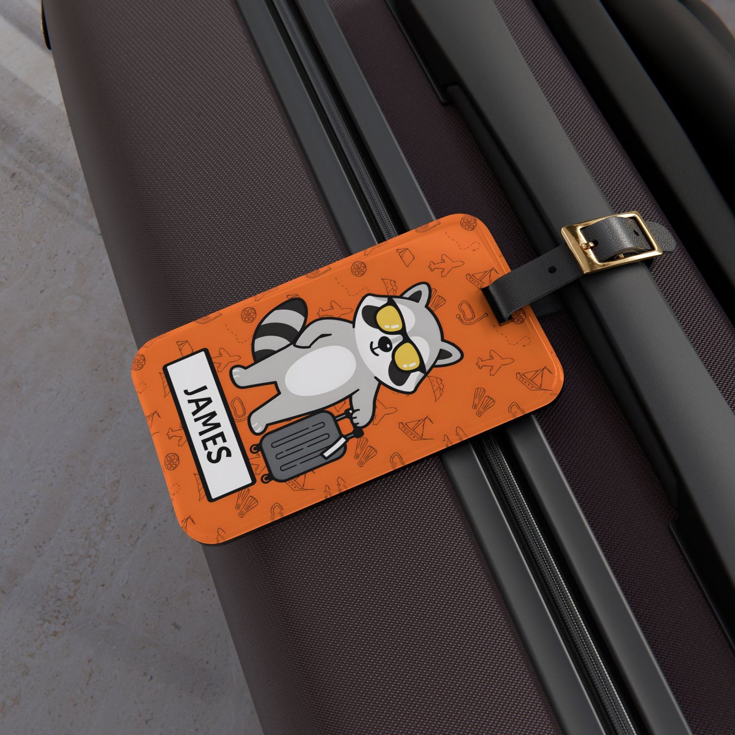 Personalized Raccoon Luggage Tag — Travel ID with Name