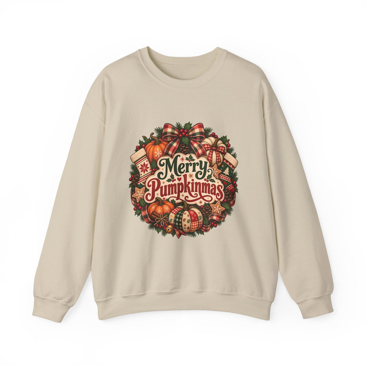 Merry Pumpkinmas Sweatshirt — Holiday Pumpkin Wreath Crewneck
