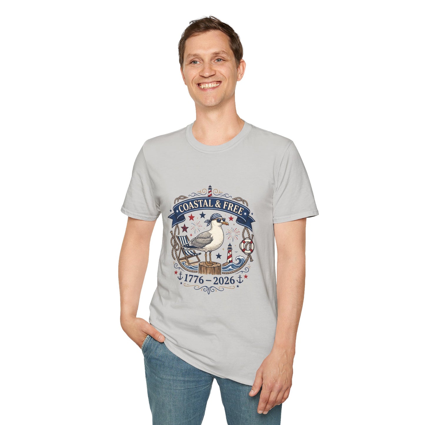 Coastal & Free Seagull T-Shirt — Patriotic 4th of July Tee