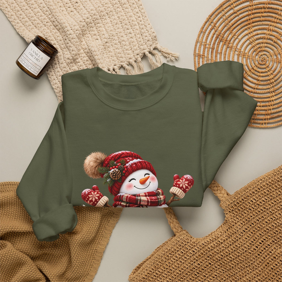 Snowman Holiday Sweatshirt - Cozy Christmas Unisex Sweatshirt