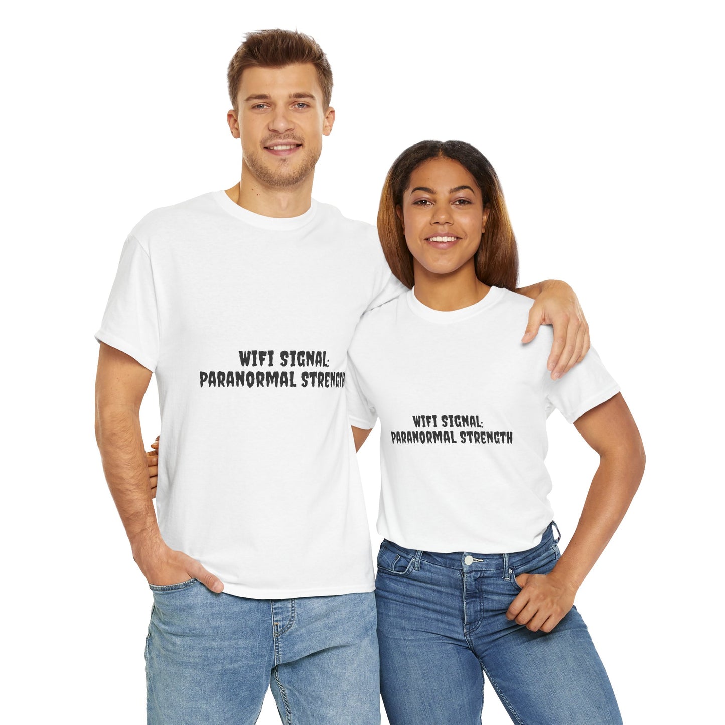 Paranormal Strength Tee, Unisex Heavy Cotton Tee, Funny Wifi Signal T-Shirt, Humor Apparel