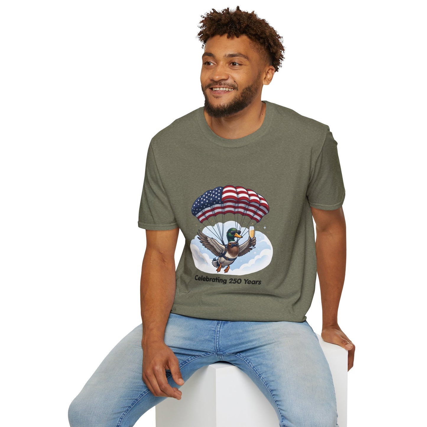 Duck Parachute T-Shirt – Celebrating 250 Years Patriotic Graphic Tee