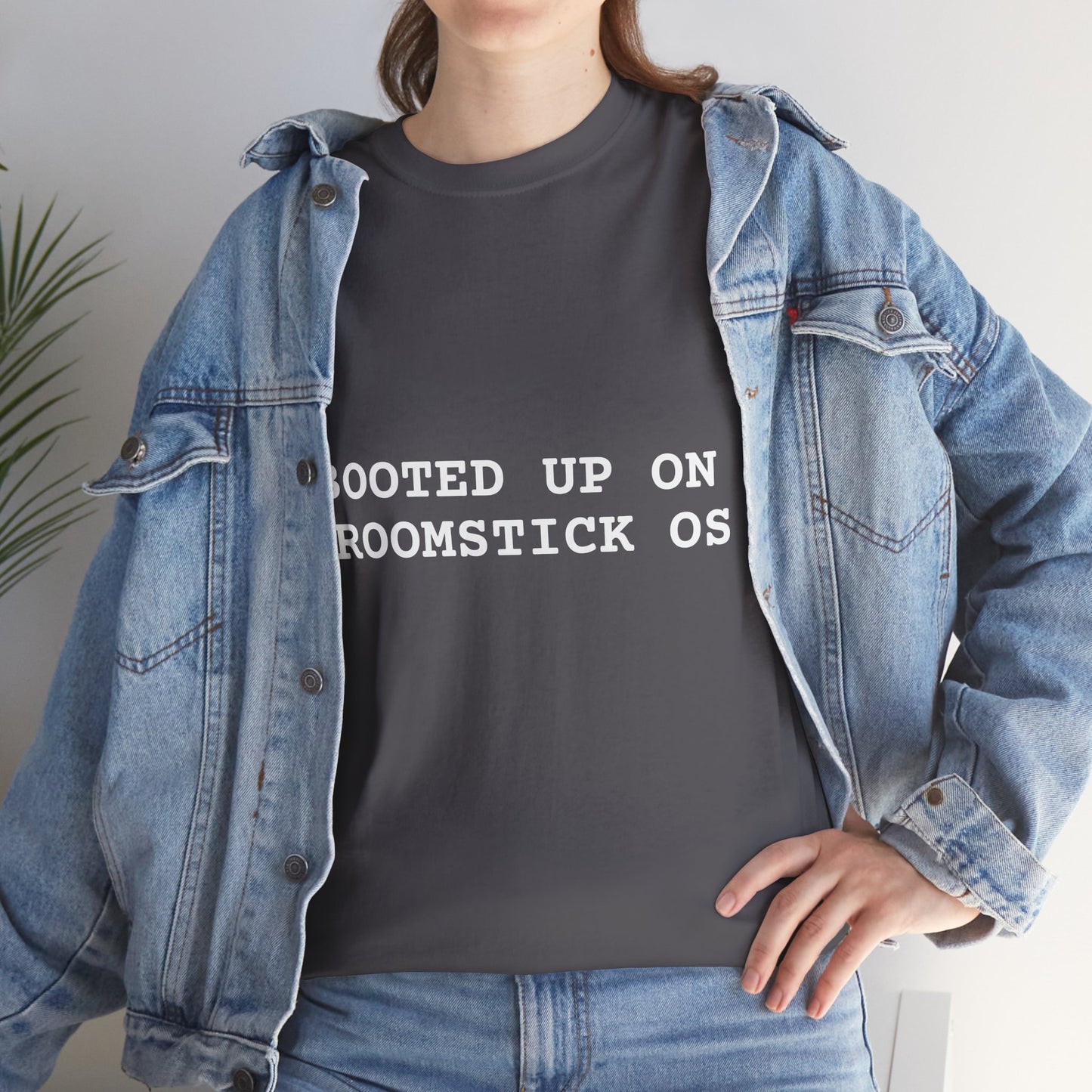Broomstick OS Tee, Funny Graphic Tee for Tech Lovers, Unisex Cotton T-Shirt