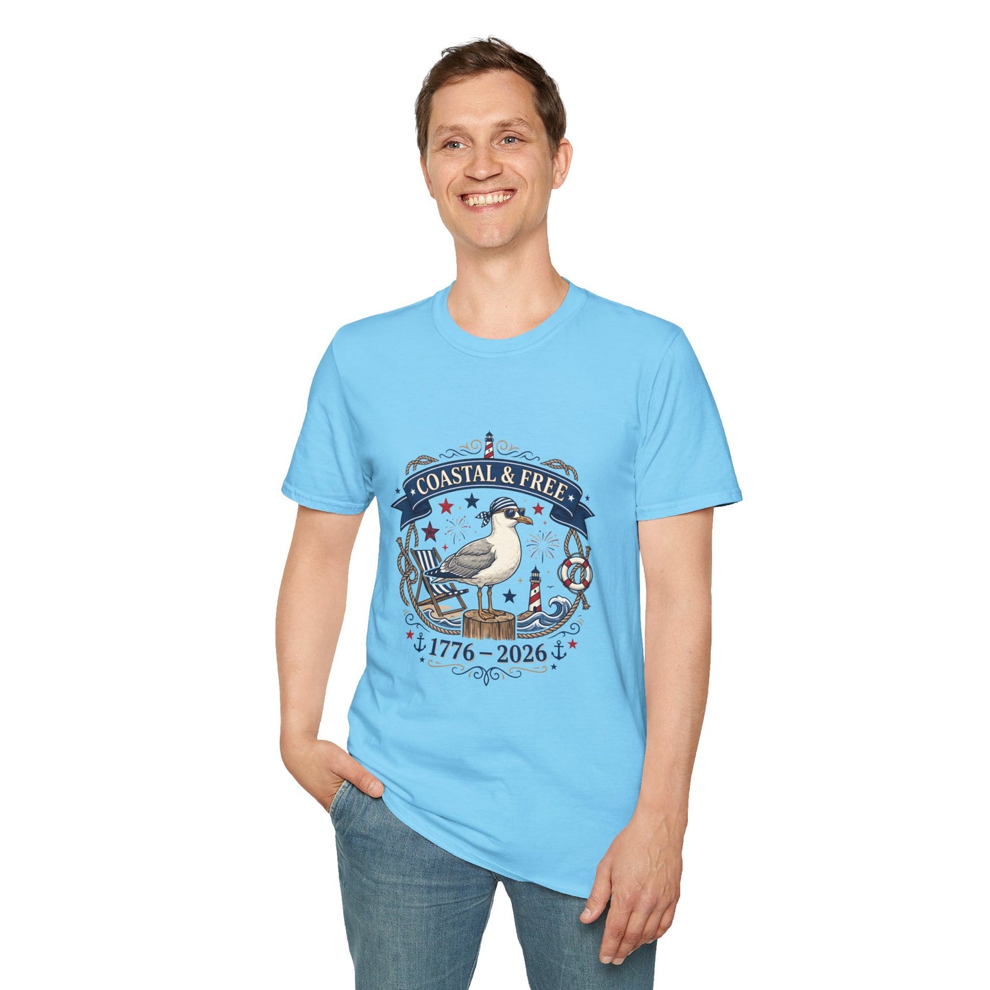 Coastal & Free Seagull T-Shirt — Patriotic 4th of July Tee