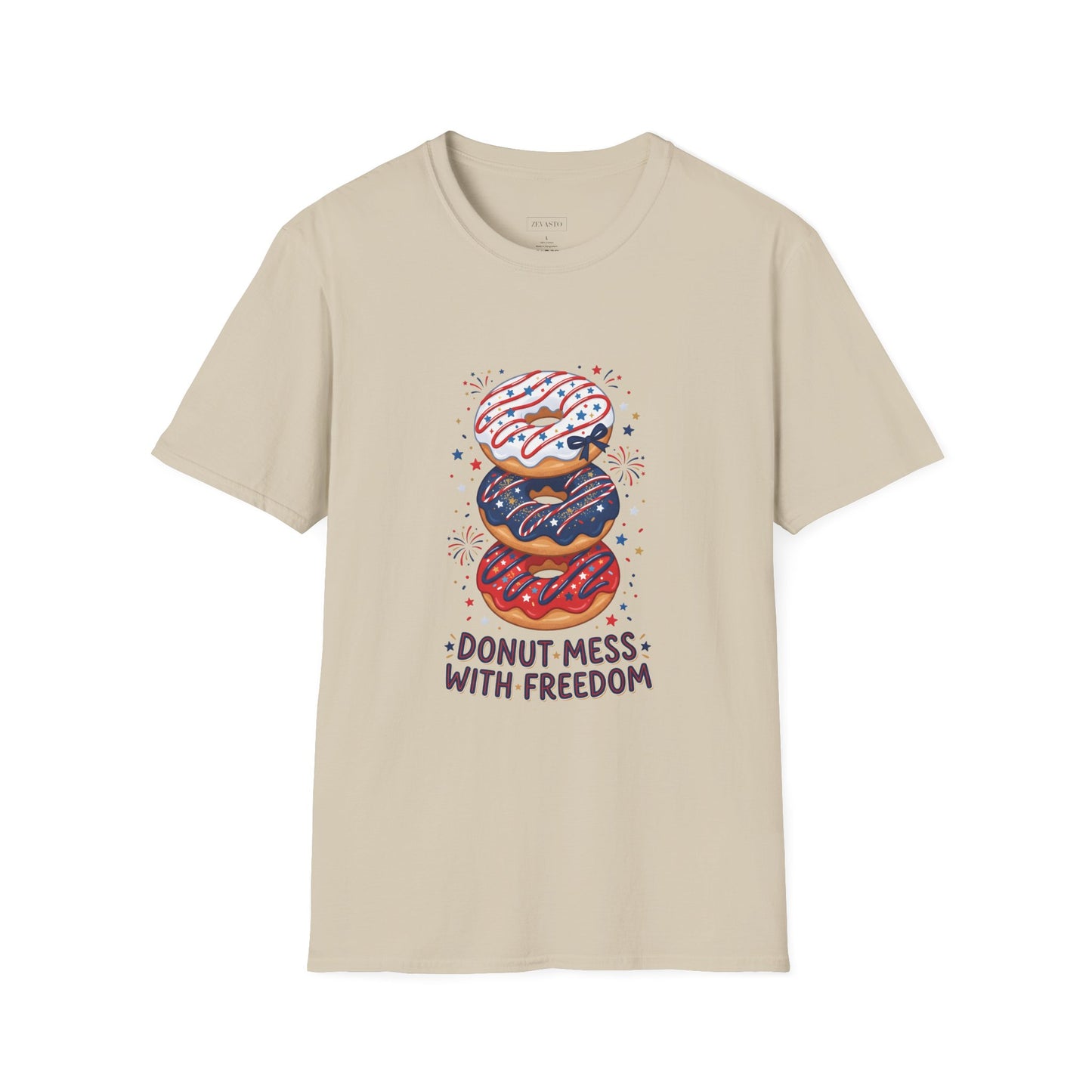 Donut Mess With Freedom T-Shirt — Patriotic Donut Stack 4th of July Tee