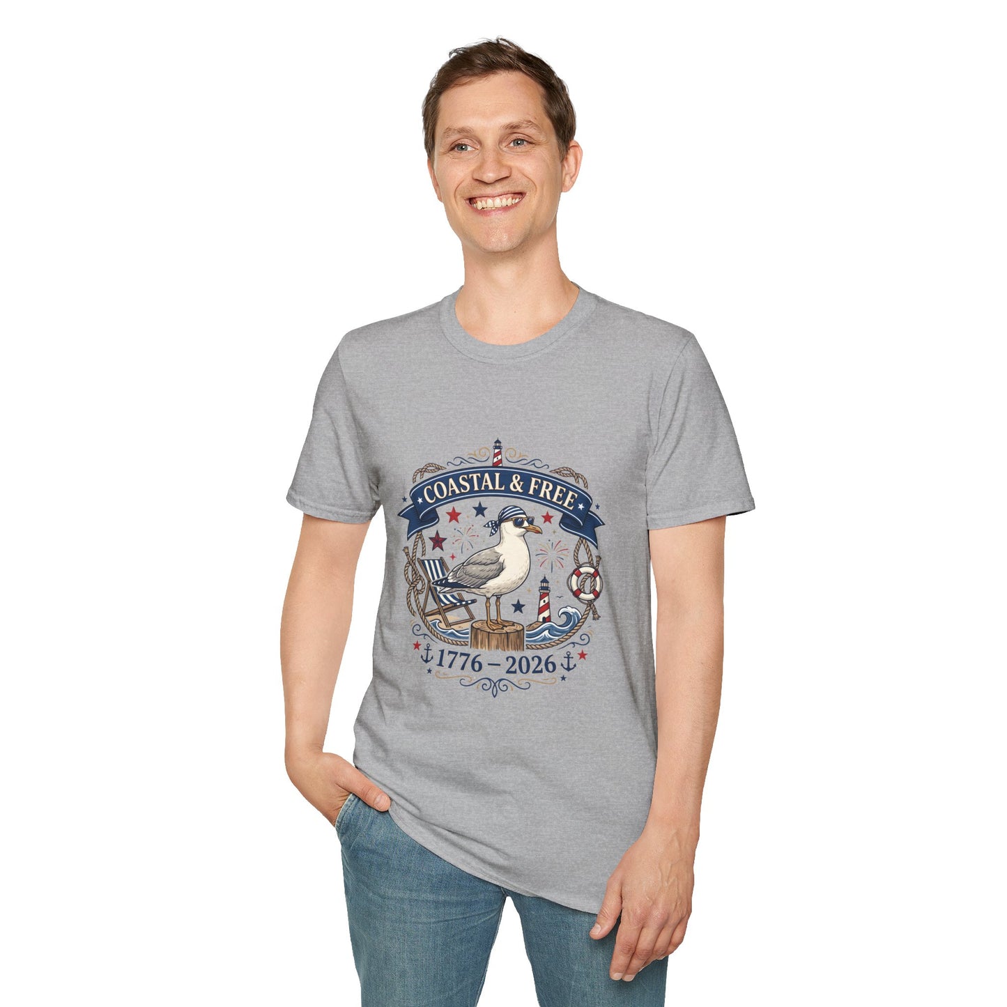 Coastal & Free Seagull T-Shirt — Patriotic 4th of July Tee