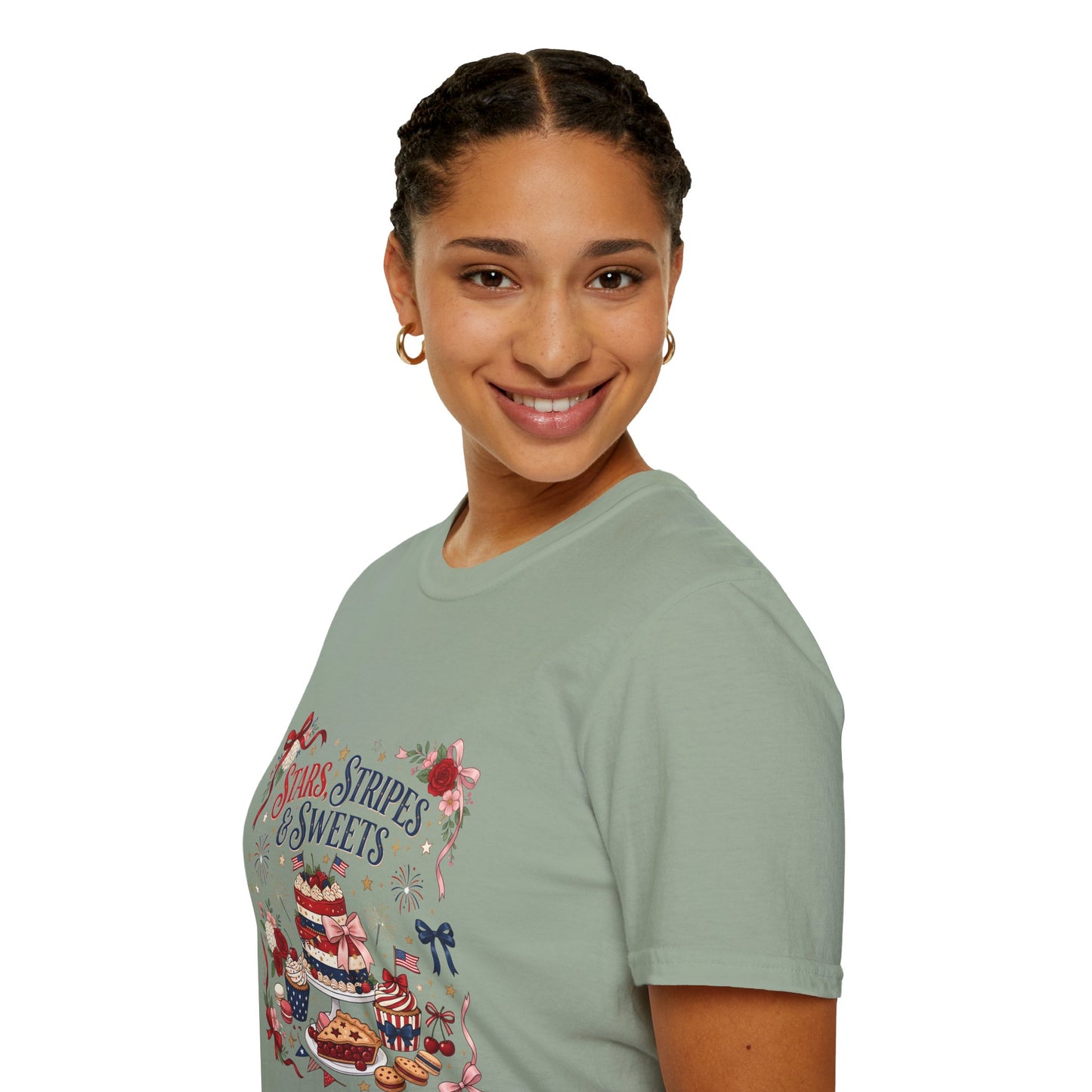 Stars, Stripes & Sweets T-Shirt — Patriotic 4th of July Dessert Graphic Tee