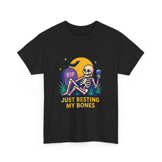 Skeleton Tee - Just Resting My Bones, Unisex Halloween Shirt