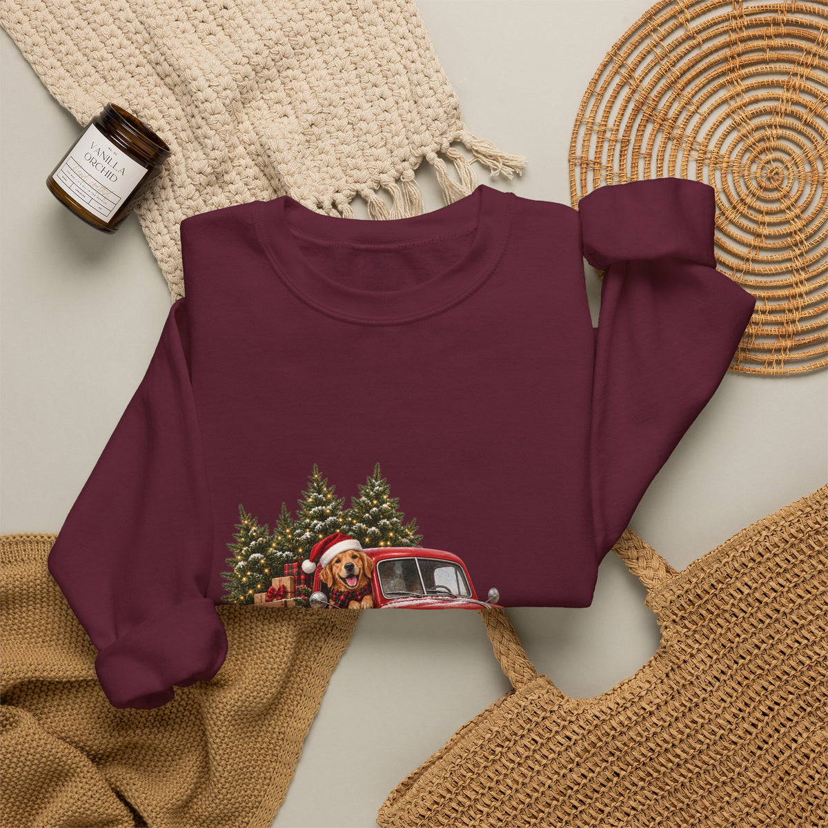 Vintage Red Truck Christmas Sweatshirt, Unisex Sweatshirt