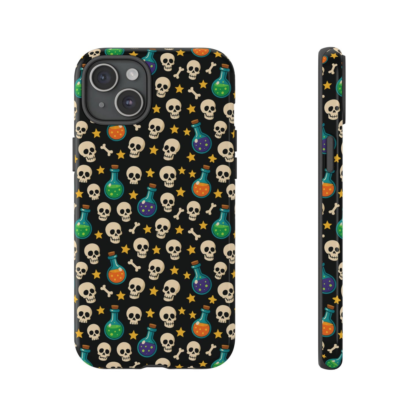 Skull & Potion Phone Case, Trendy Cell Phone Cover, Halloween Gift, Gothic Phone Accessory, Spooky Style Case, Tough Cases