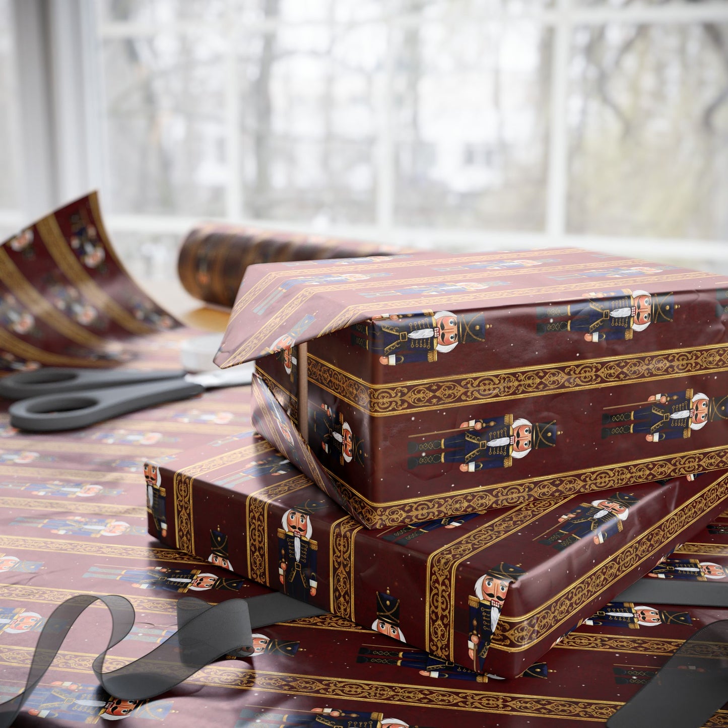 Christmas Wrap Paper, Festive Holiday Wrapping Paper Roll - Nutcracker Design