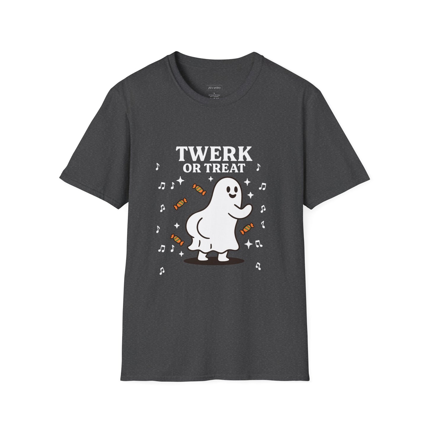 Whimsical Halloween T-Shirt for Adults, Fun Ghost Tee, Twerk or Treat Shirt, Unisex Costume Top, Spooky Celebration Apparel