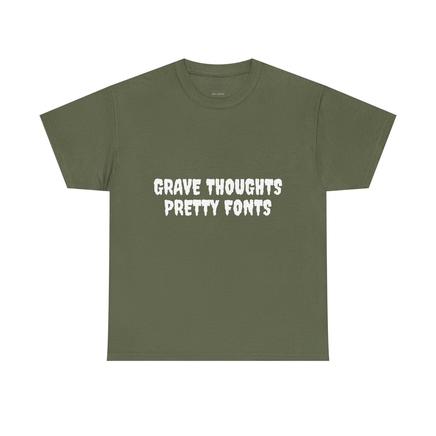 Grave Thoughts Pretty Fonts Tee | Unisex Heavy Cotton T-Shirt for Spooky Season