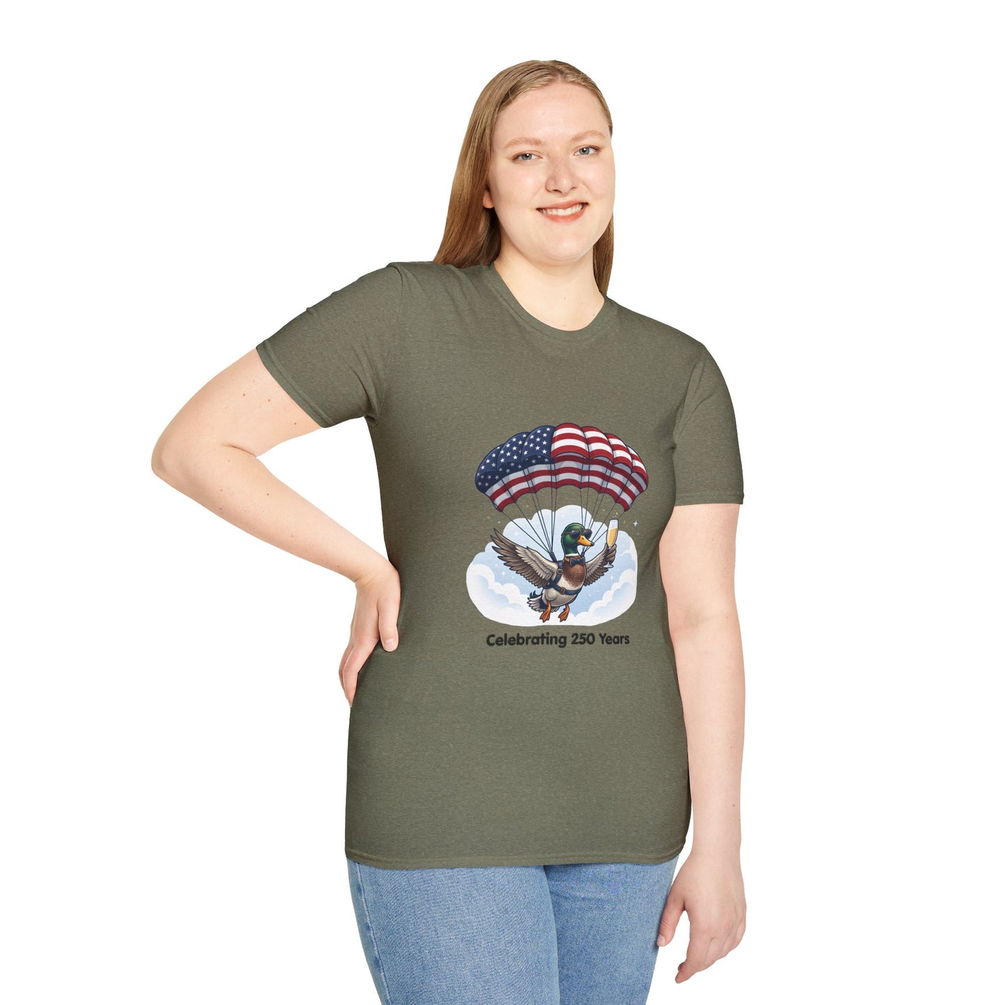 Duck Parachute T-Shirt – Celebrating 250 Years Patriotic Graphic Tee