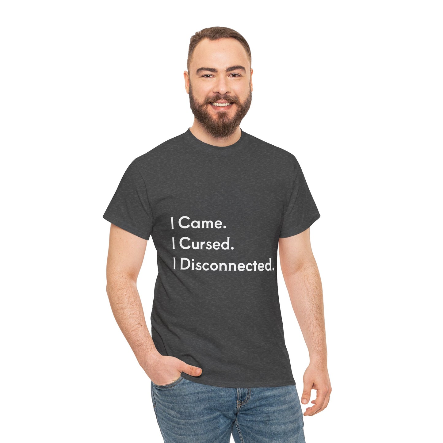 I Came I Cursed I Disconnected Unisex Heavy Cotton Tee, Funny Halloween T-Shirt
