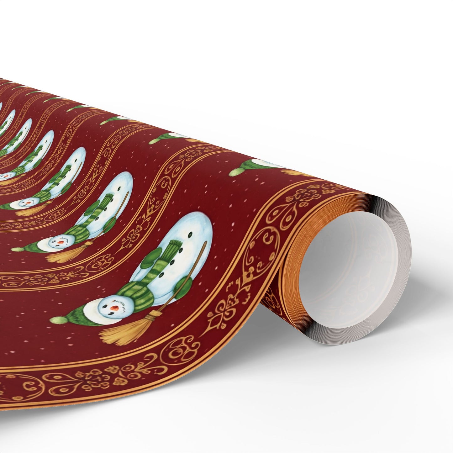 Vintage Christmas Wrap Paper, Festive Snowman Gift Wrapping Paper