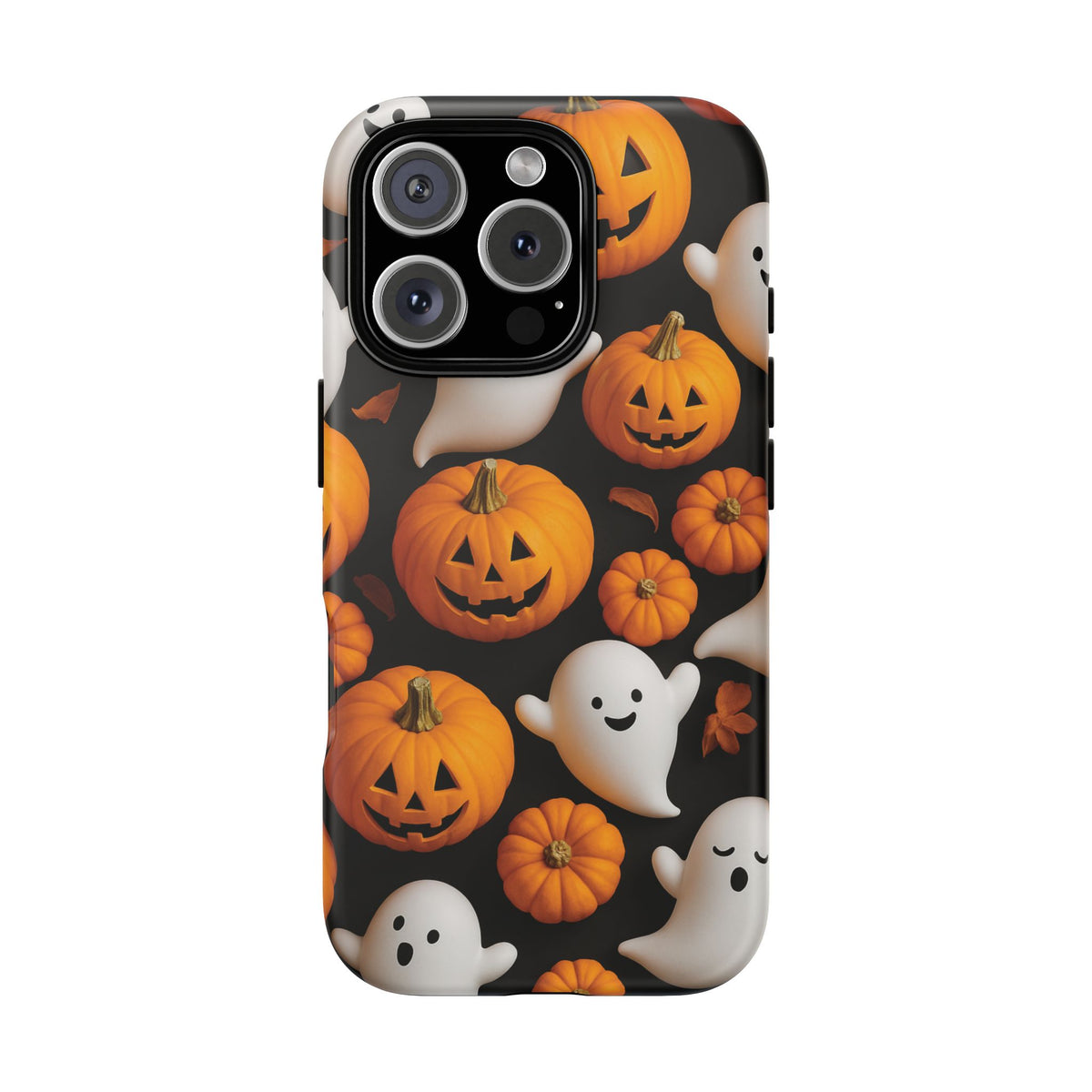 Halloween Phone Case, Spooky Ghosts and Pumpkins Design