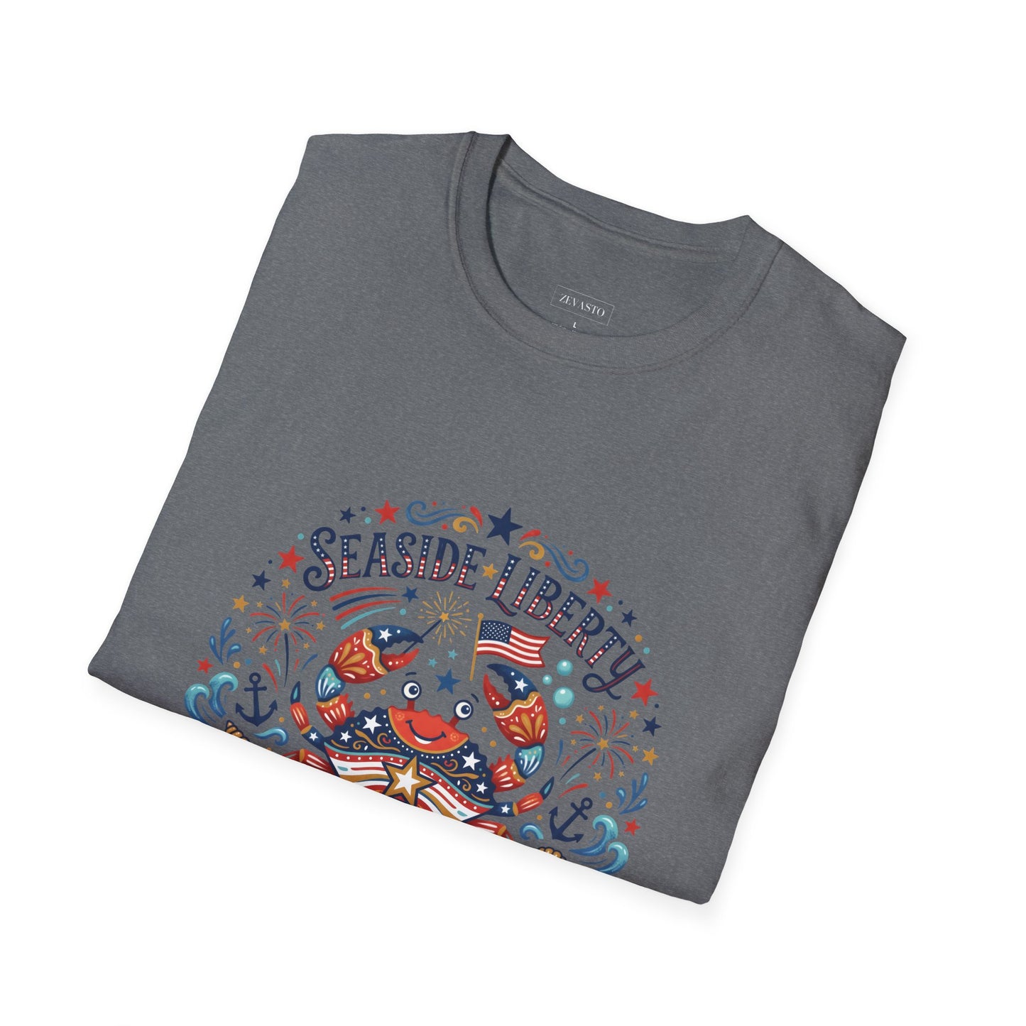 Seaside Liberty Crab T-Shirt — 4th of July Patriotic Summer Beach Tee
